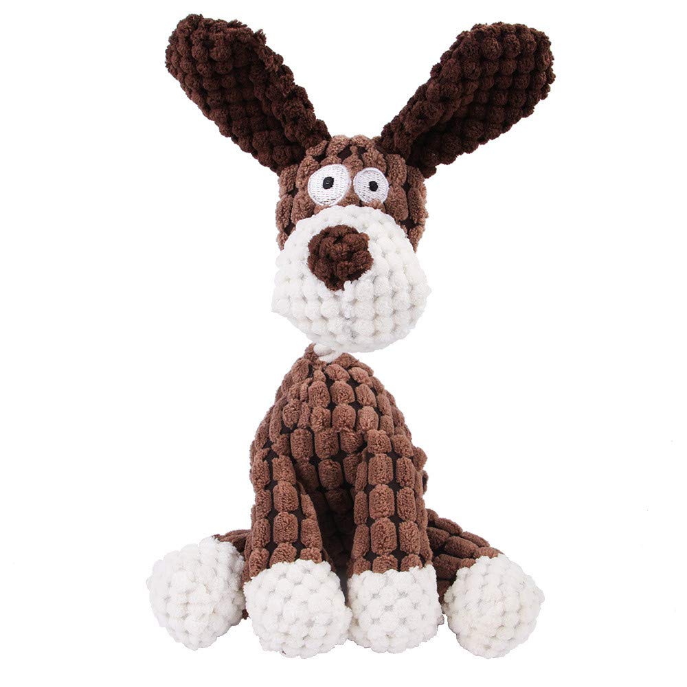 XBKPLO Durable Dog Chew Toys for Aggressive Chewers - Squeaky Plush Puppy Toys for Small & Large Dogs, Cotton Pet Toys with Animal Shapes for Teeth Grinding (Brown) - Perfect for Playtime, Training & Anxiety Relief