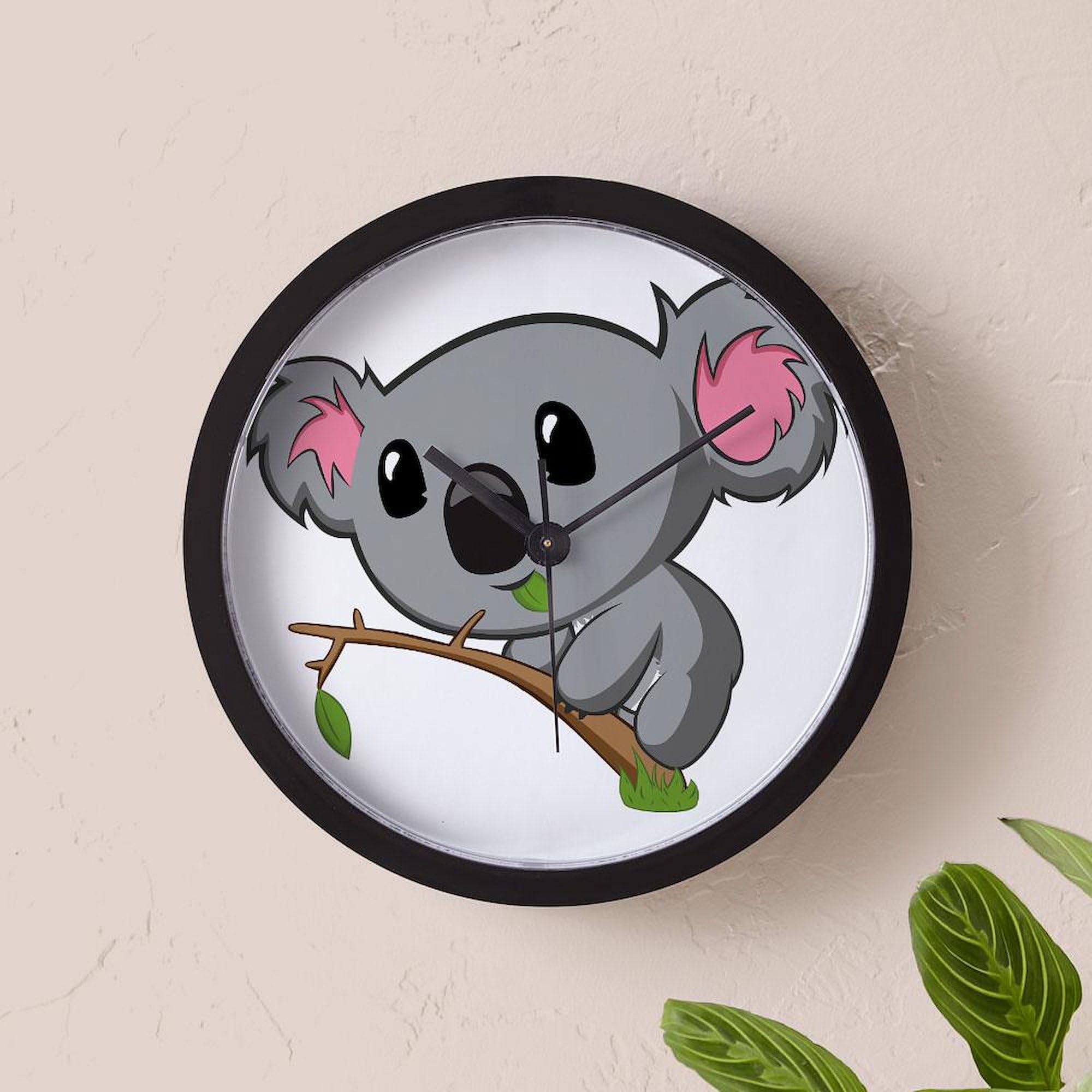 Hungry Koala 10 Inch Wall Clock - Stylish Home Decor for Living Room, Kitchen, Office | Perfect Gift for Animal Lovers & Unique Wall Art