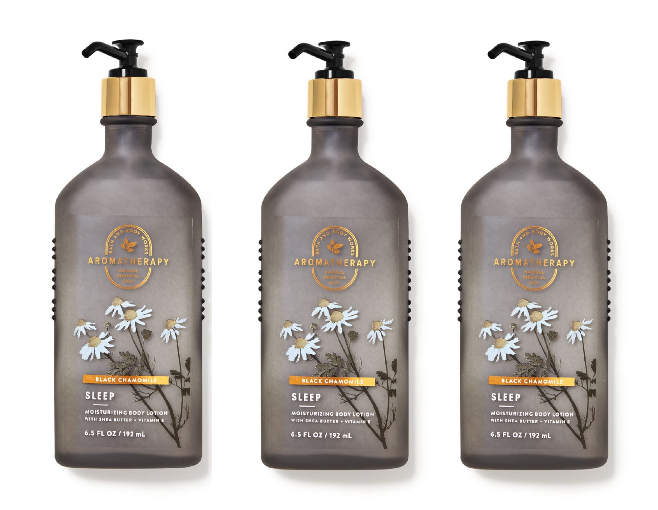 Bath & Body Works Aromatherapy Sleep Detoxify Body Lotion - Black Chamomile Scent, 6.5 Oz (Pack of 3) | Relaxing Nighttime Moisturizer for Stress Relief & Better Sleep