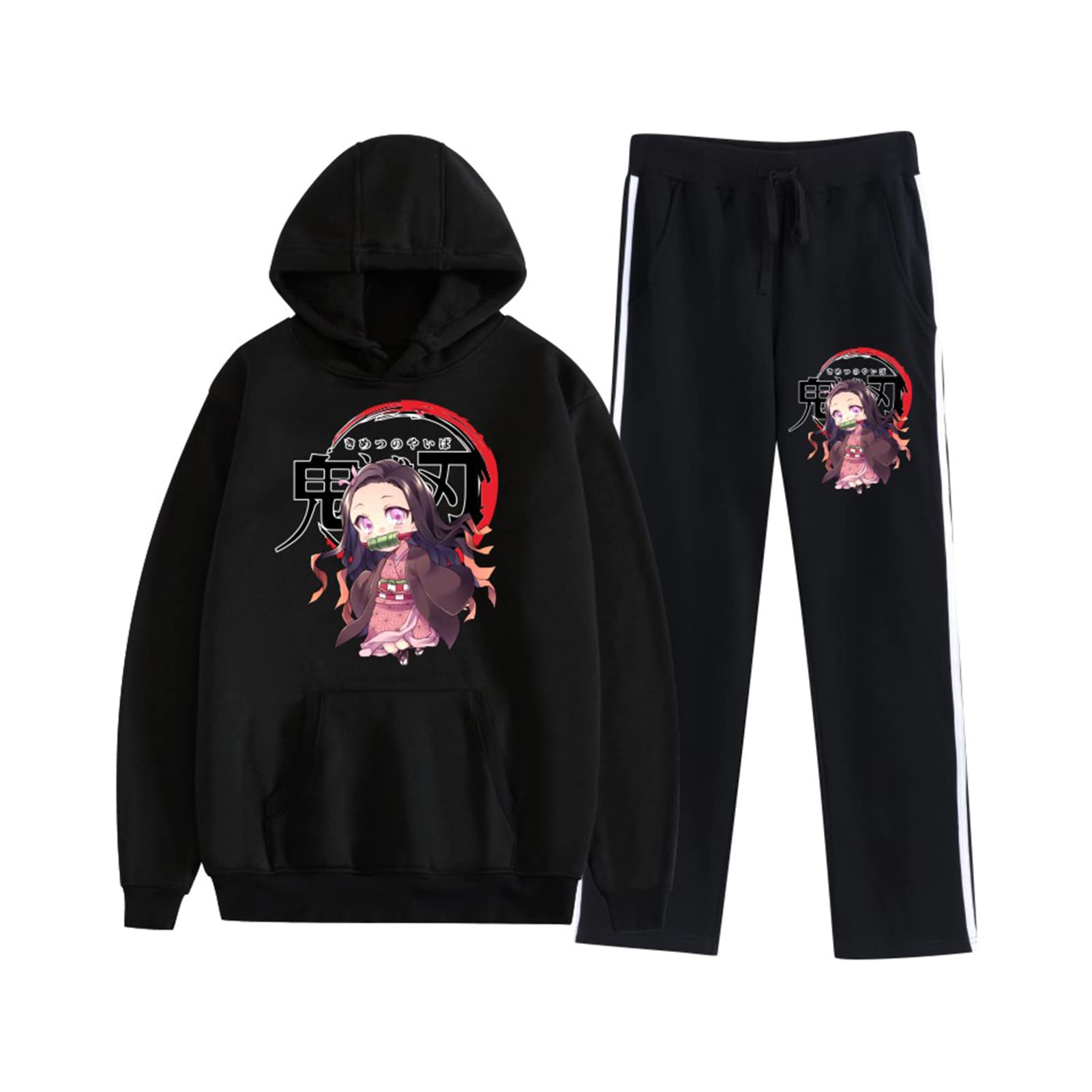 Unisex Demon Slayer Anime Hoodie & Sweatpants Set - Casual 2-Piece Tracksuit for Men & Women - Manga Cosplay Outfit for Halloween, Conventions & Everyday Wear