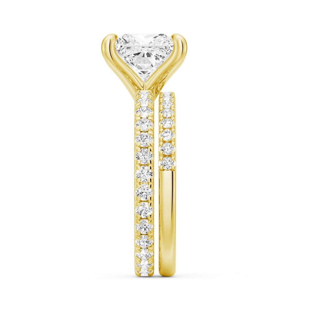 Princess Cut Moissanite Engagement Ring with Eternity Pave Band - Sparkling Wedding Jewelry for Brides, Anniversary Gifts & Romantic Proposals