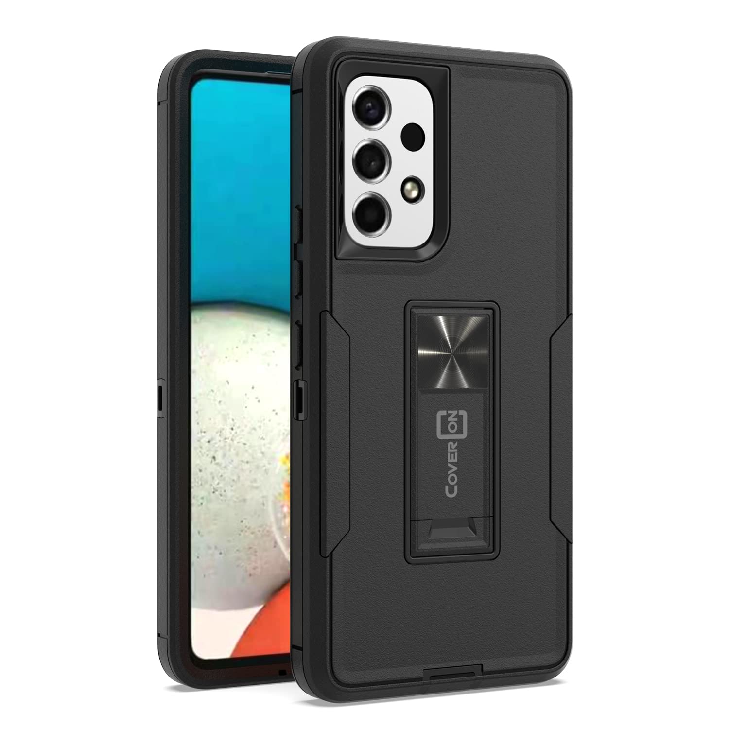 Rugged Military-Grade Samsung Galaxy A53 5G Case with Kickstand | Heavy Duty Shockproof Phone Cover for Outdoor & Work | Black Protective Case for Active Lifestyle