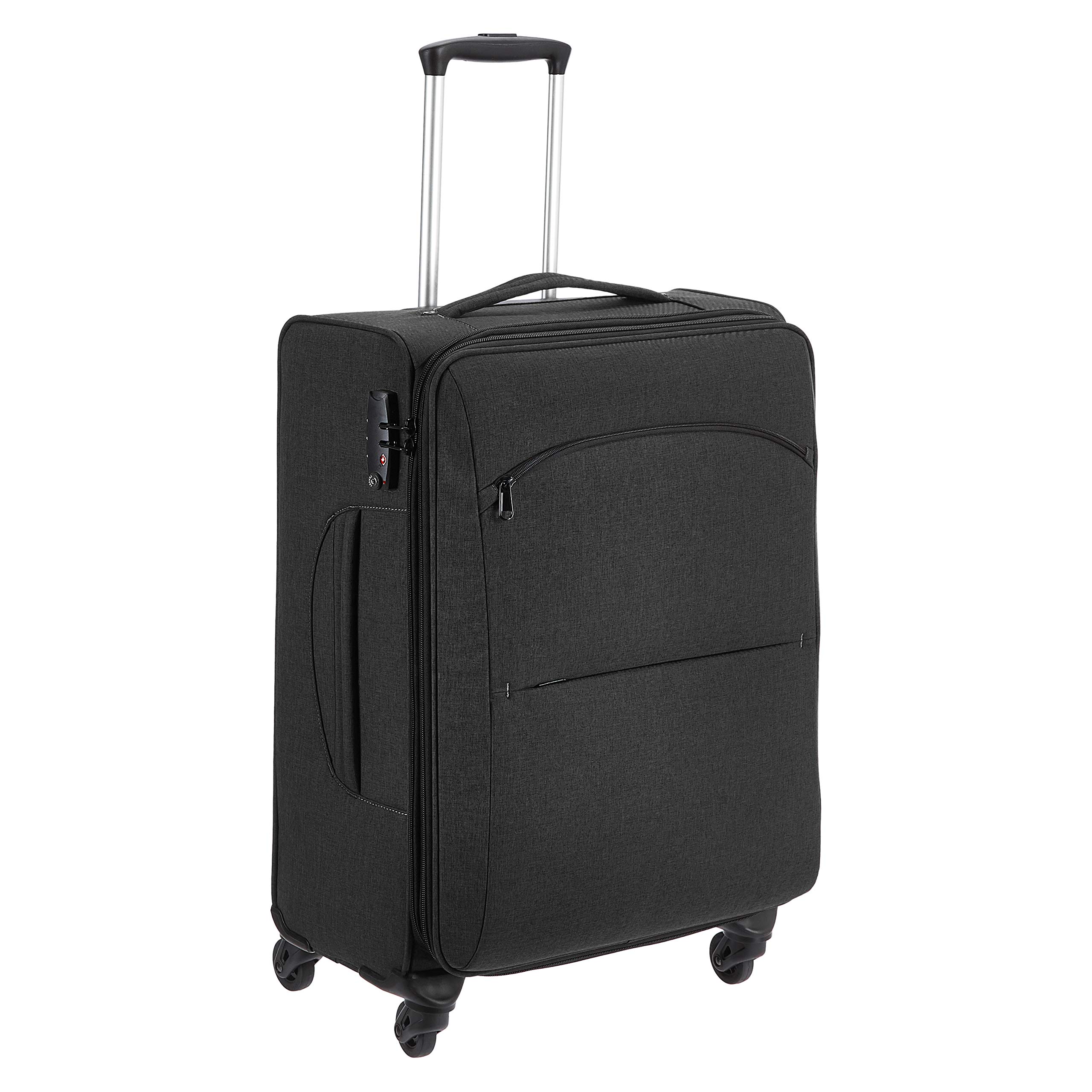 Amazon Basics Urban Softside Spinner Luggage 25-Inch Black - Lightweight Expandable Carry-On Suitcase for Travel, Business Trips & Weekend Getaways