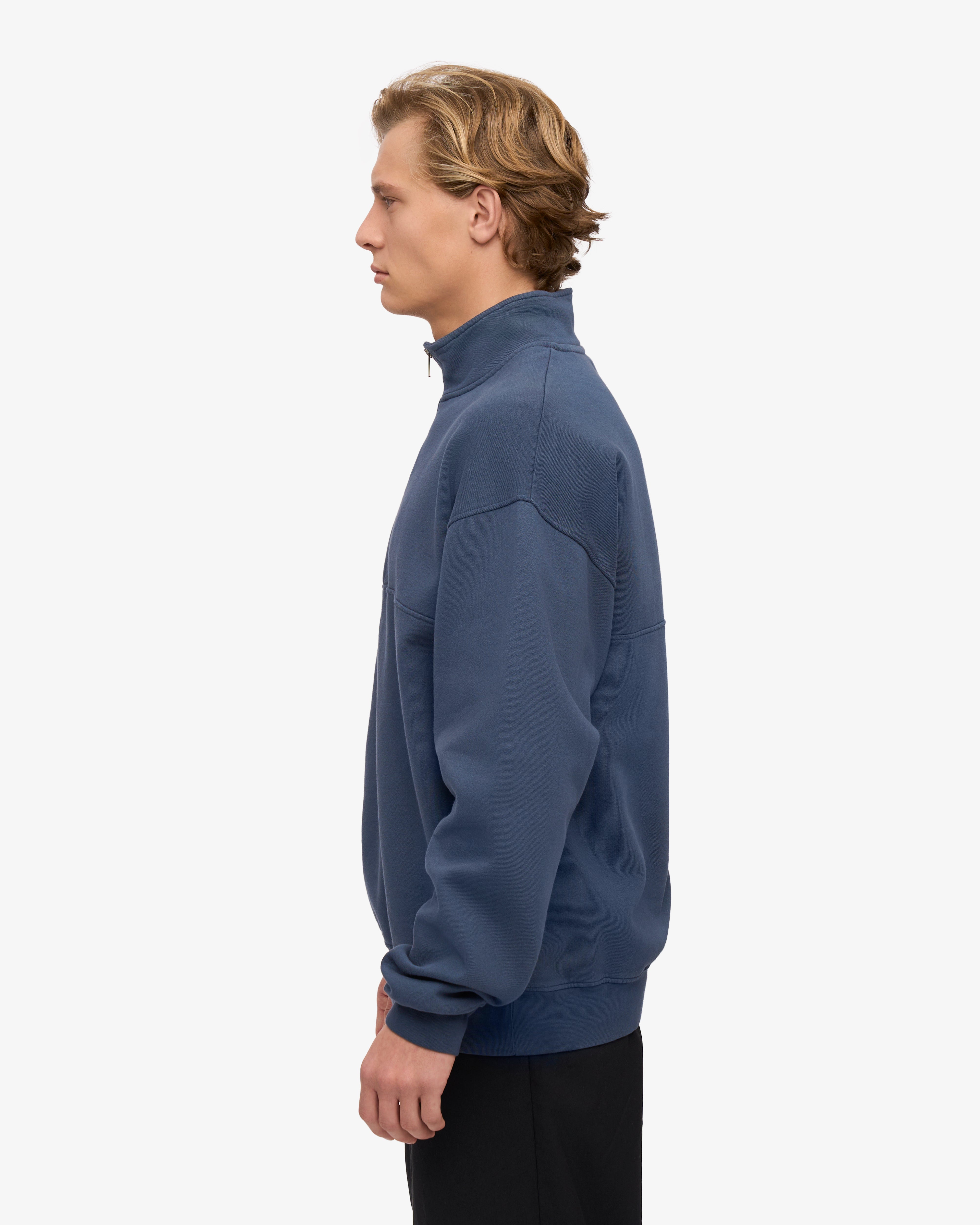 Organic Quarter Zip Sweatshirt for Men - Soft & Breathable Petrol Blue Pullover - Perfect for Casual Wear, Outdoor Activities & Layering