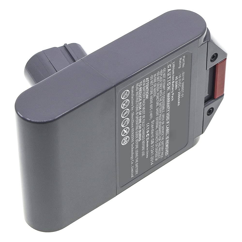 Synergy Digital 18V 2500mAh Li-ion Vacuum Cleaner Battery - Compatible with Dyson V12 Slim Vacuum (Replacement for Dyson SV18 Battery) | Ultra High Capacity | Perfect for Home Cleaning, Pet Hair Removal & Car Detailing