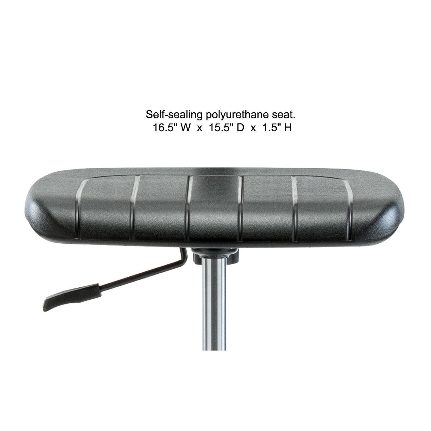 Ergonomic Perch Chrome Industrial Work Chair with Wheels - Adjustable Height for Hardwood & Tile Floors - Perfect for Standing Desks, Home Office & Workshop Use
