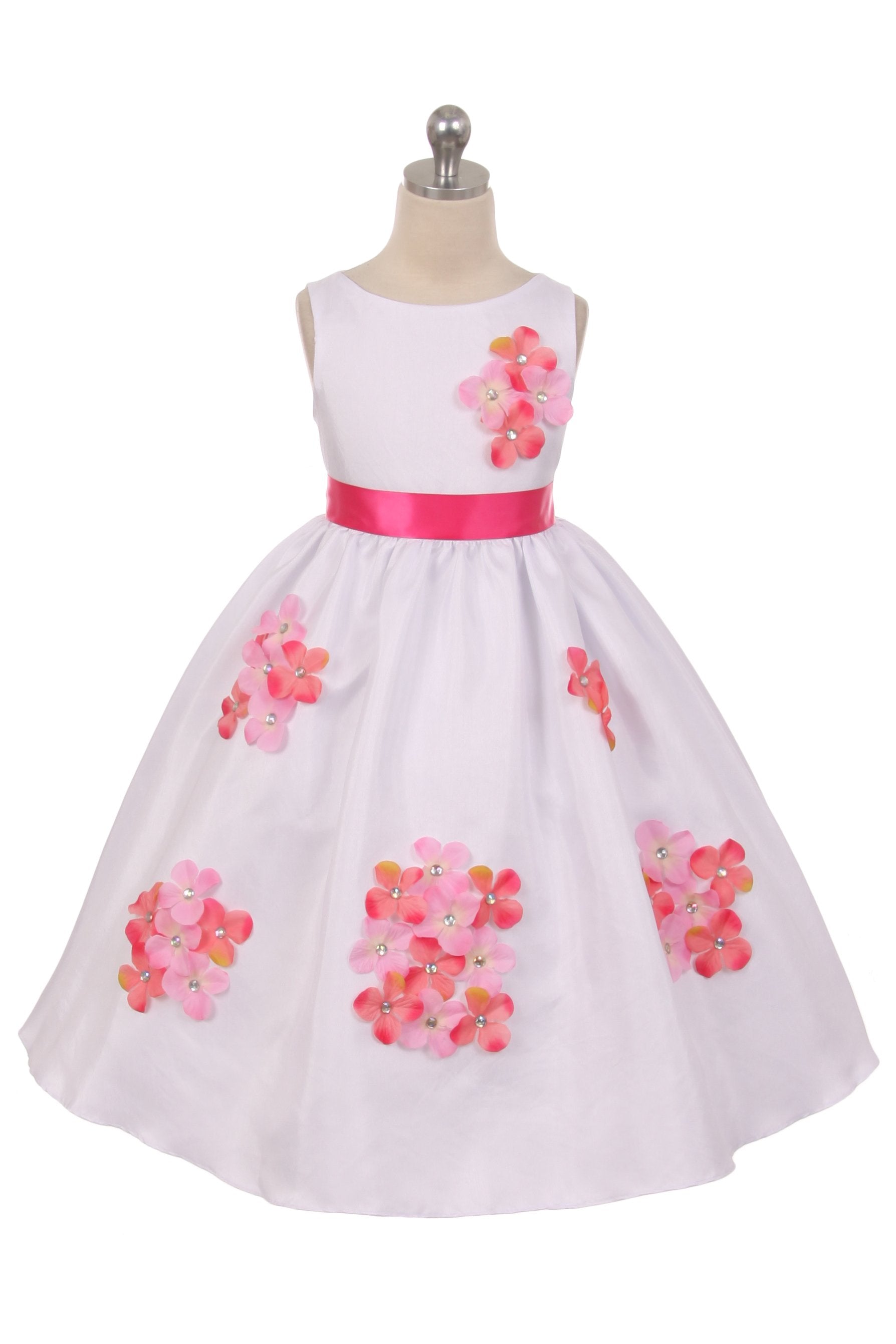 Elegant Shantung Girls Dress with Floral Petal Decor - Perfect for Birthday Parties, Weddings & Special Occasions
