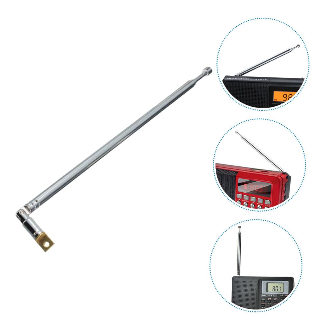 HOOTNEE Retractable Radio Antenna - Silver Telescopic Antenna for Home Remote Control, Wide Compatibility, Easy to Use - Perfect for TV, Stereo, Car Radio and Home Theater Systems