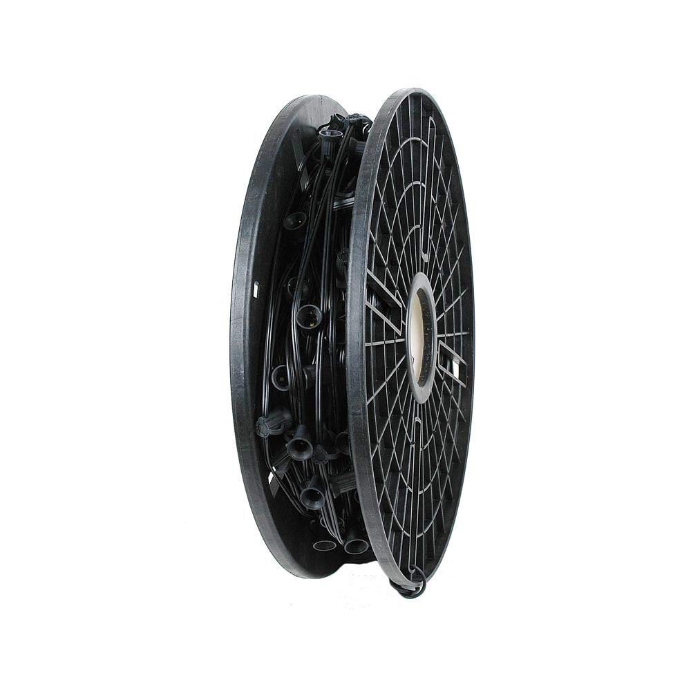 250FT C9 Christmas Lights Reel - Outdoor Commercial Holiday Decorations with Black Wire & 12 Inch Spacing - E17 Base Novelty Lights for Xmas Tree, Roof, Yard, and Party Decor