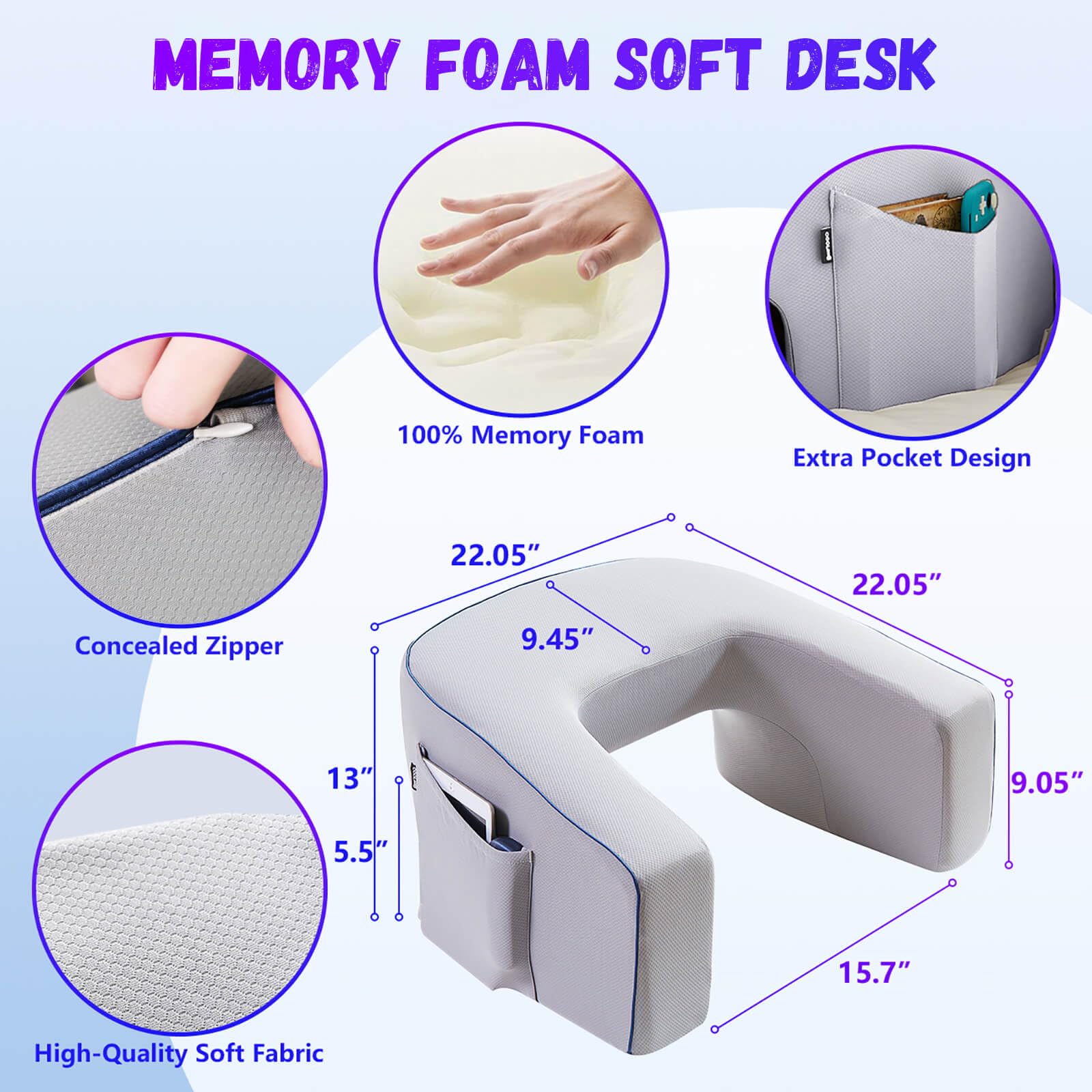 **Extra Large Memory Foam Reading Pillow for Adults - Gaming, Bed Rest & Office Chair Cushion - Ergonomic Support for Tailbone Pain Relief - Perfect for Reading, Working & Relaxing at Home**
