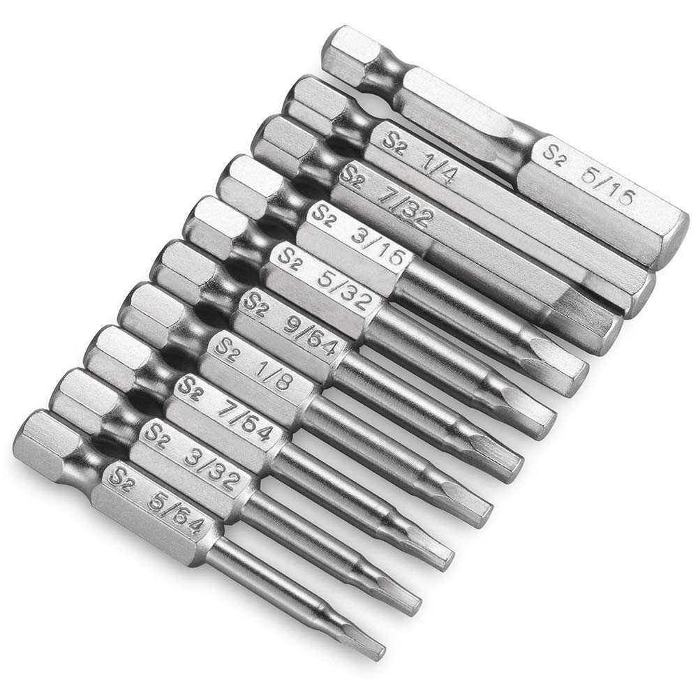 10-Piece Hex Wrench Set - 1/4 Inch Quick Release S2 Steel with Rust-Resistant Finish - Compatible with Electric Screwdrivers & Drills - Perfect for DIY Projects, Furniture Assembly, and Automotive Repairs