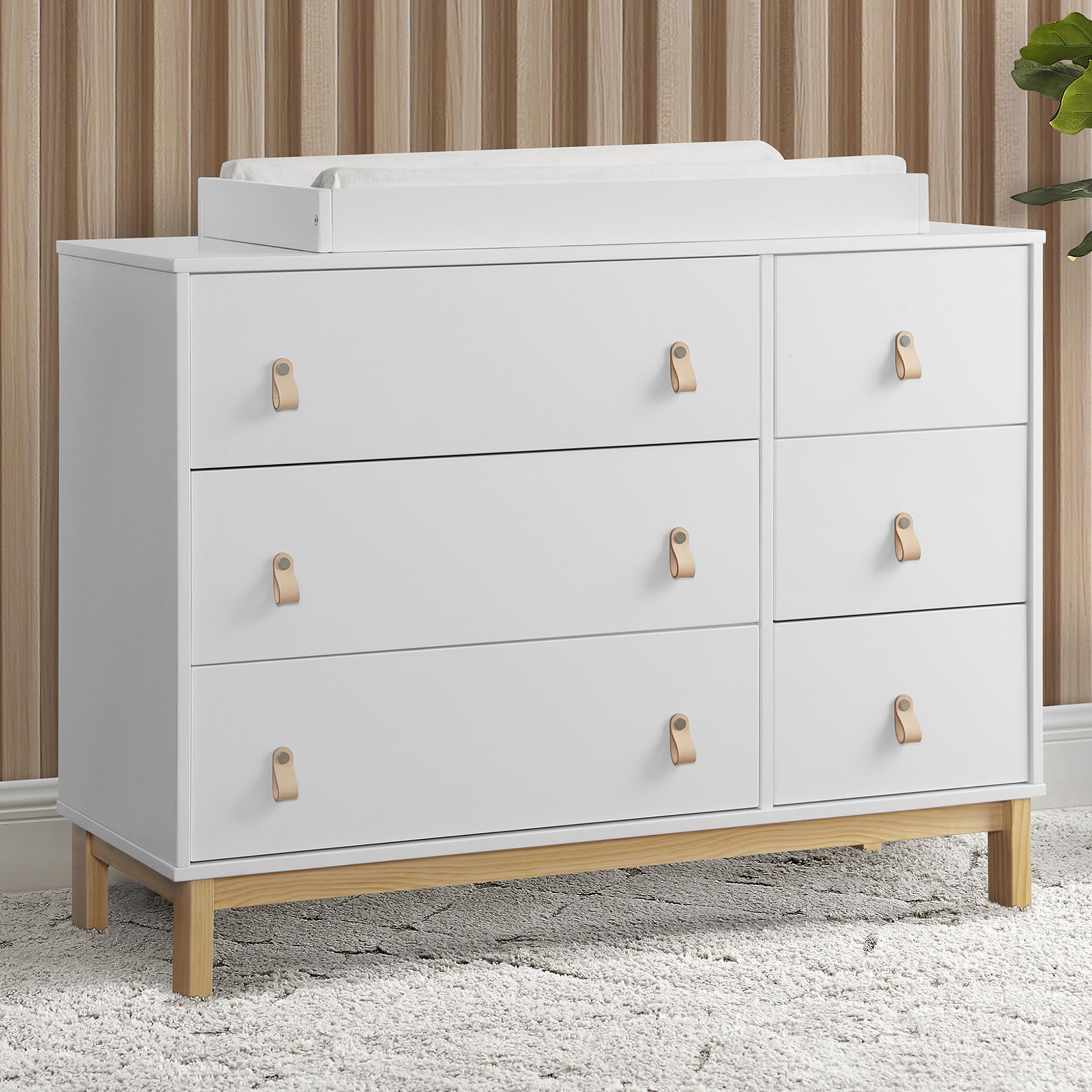 GAP BabyGap Oxford 7-Piece Nursery Furniture Set - Convertible Crib, 6-Drawer Dresser, Changing Table, Mattress & Accessories in Bianca White/Natural - Perfect for Newborn & Toddler Bedrooms