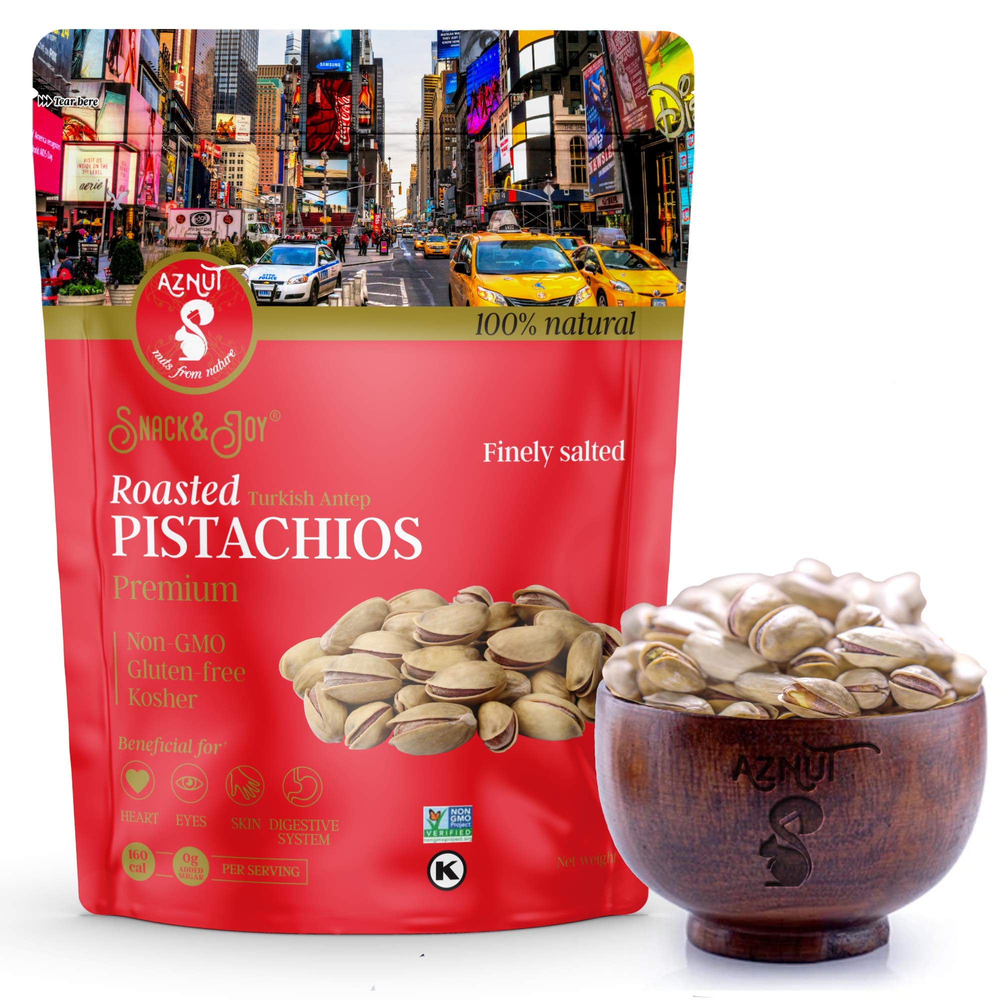 Premium AZNUT Turkish Antep Roasted Salted Pistachios 3 LB - 100% Natural Non-GMO Kosher Certified Snacks - Resealable Bag for Freshness - Perfect for Parties, Gifts & Healthy Snacking