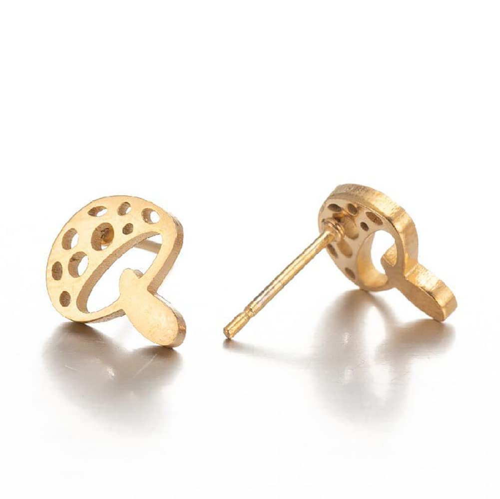 Stylish Stainless Steel Mushroom Stud Earrings for Women & Teens - Minimalist Cartilage Piercing Jewelry - Perfect Birthday Gift for Girls (Great for Everyday Wear & Special Occasions)
