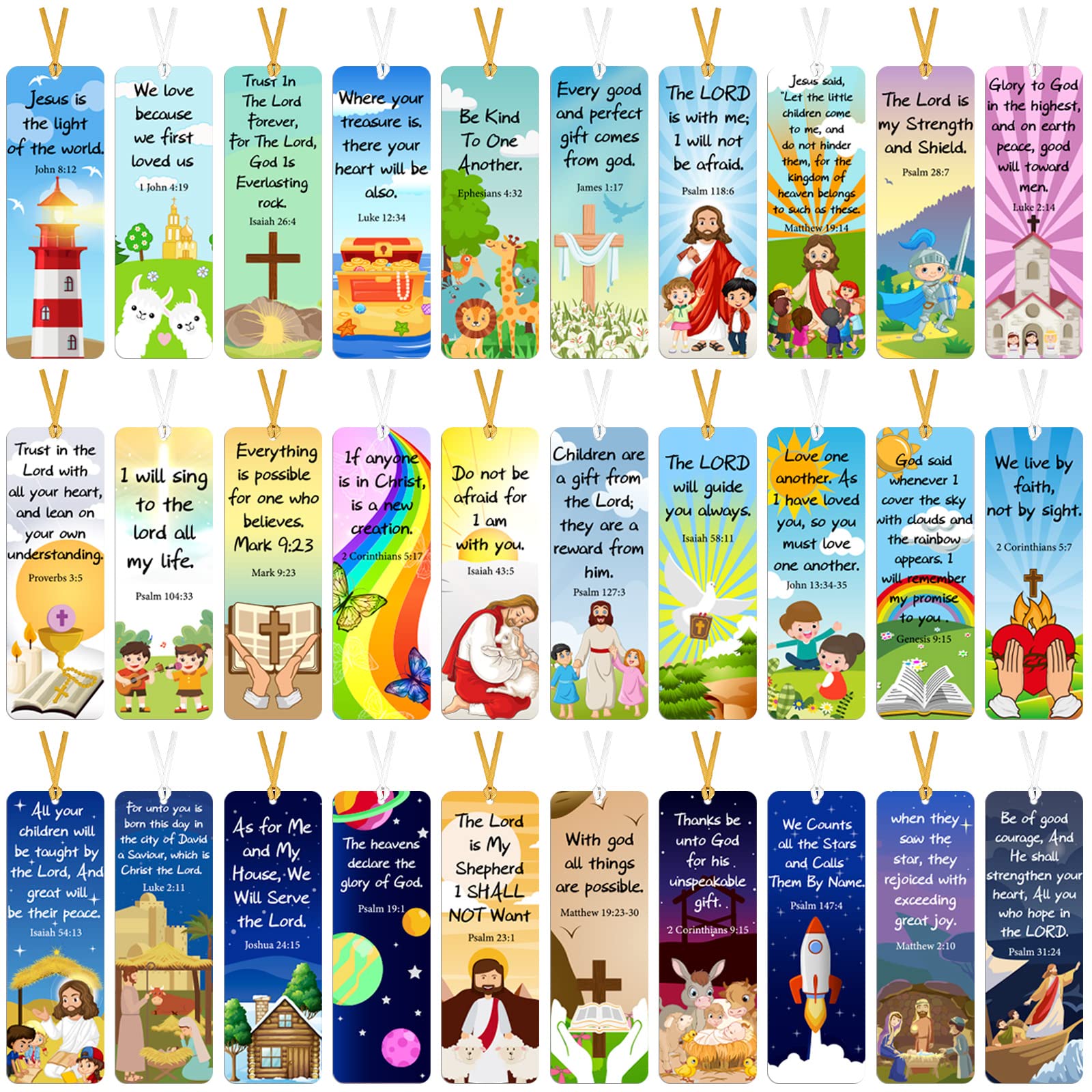 120 Pack Christian Bible Verse Bookmarks - Inspirational Scripture Bookmarks with Religious Quotes, Bible Markers for Easter, Sunday School, Church Supplies | Perfect for Bible Study, Gifts & Worship