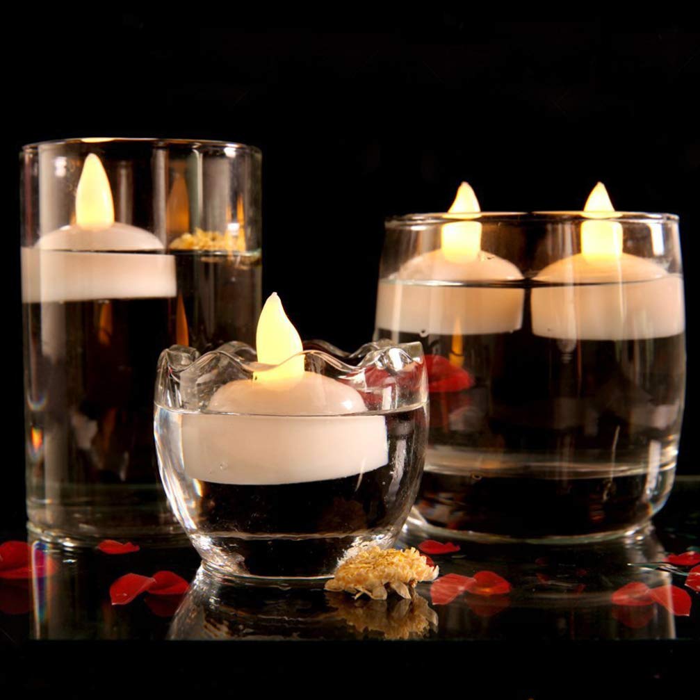 Healifty 12 Pack LED Floating Candles - Waterproof Battery Operated Tea Lights for Pool, Wedding, Party & Home Decor - Romantic Ambiance Lighting
