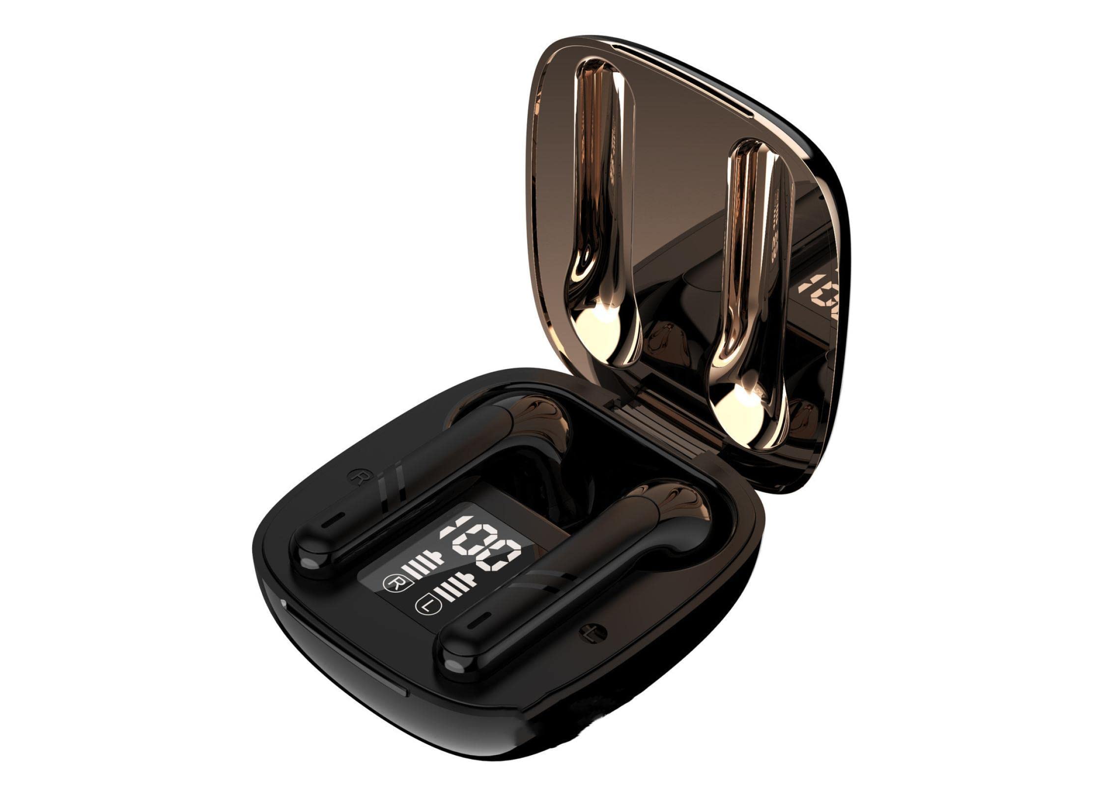 Wireless Bluetooth Earbuds with HD Digital Display, Smart Noise Cancelling & Dynamic Sound - Perfect for Gym, Commuting & Work (Black)