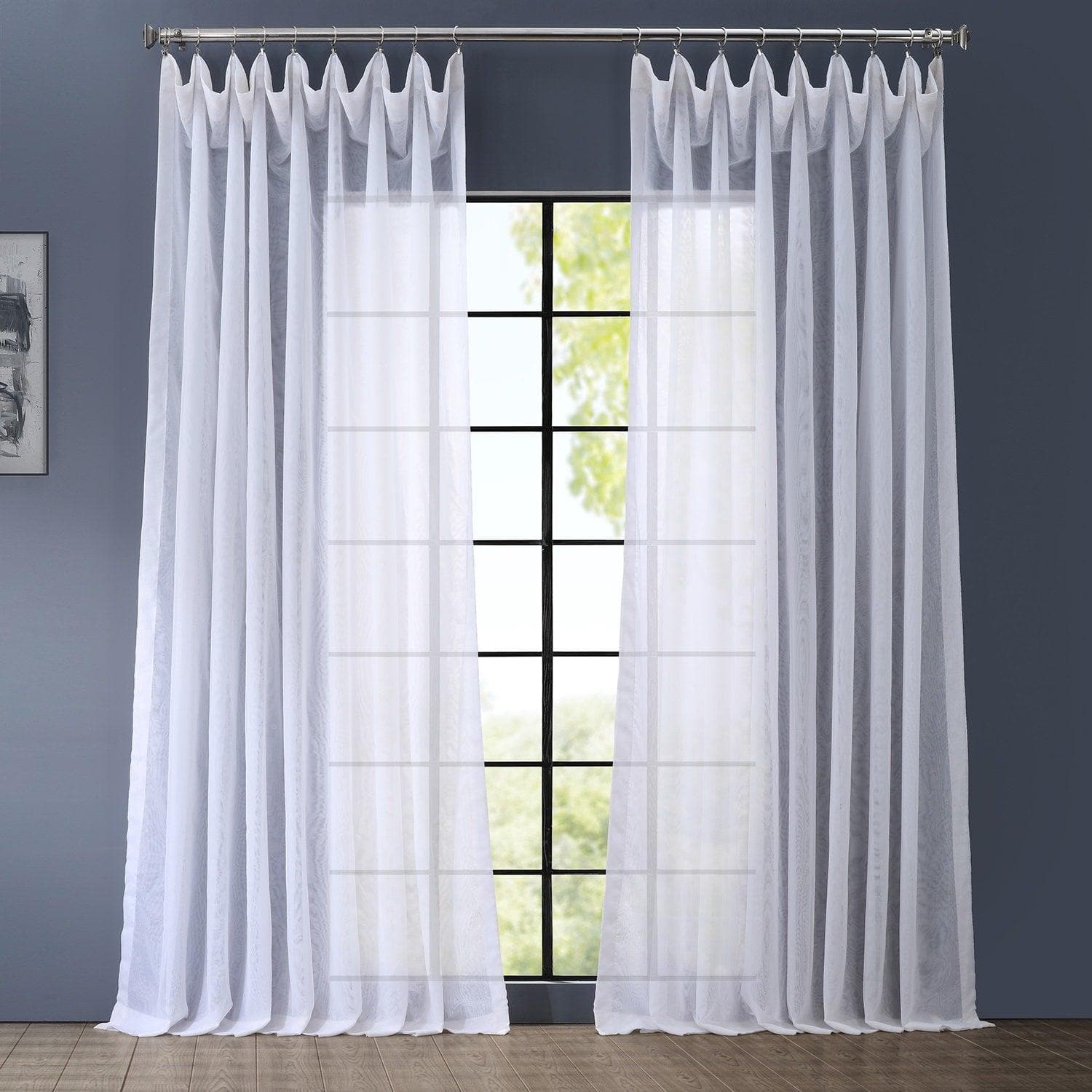 Double Layered White Extra Wide Sheer Curtains for Living Room & Bedroom - Light Filtering Window Drapes for Privacy & Home Decor