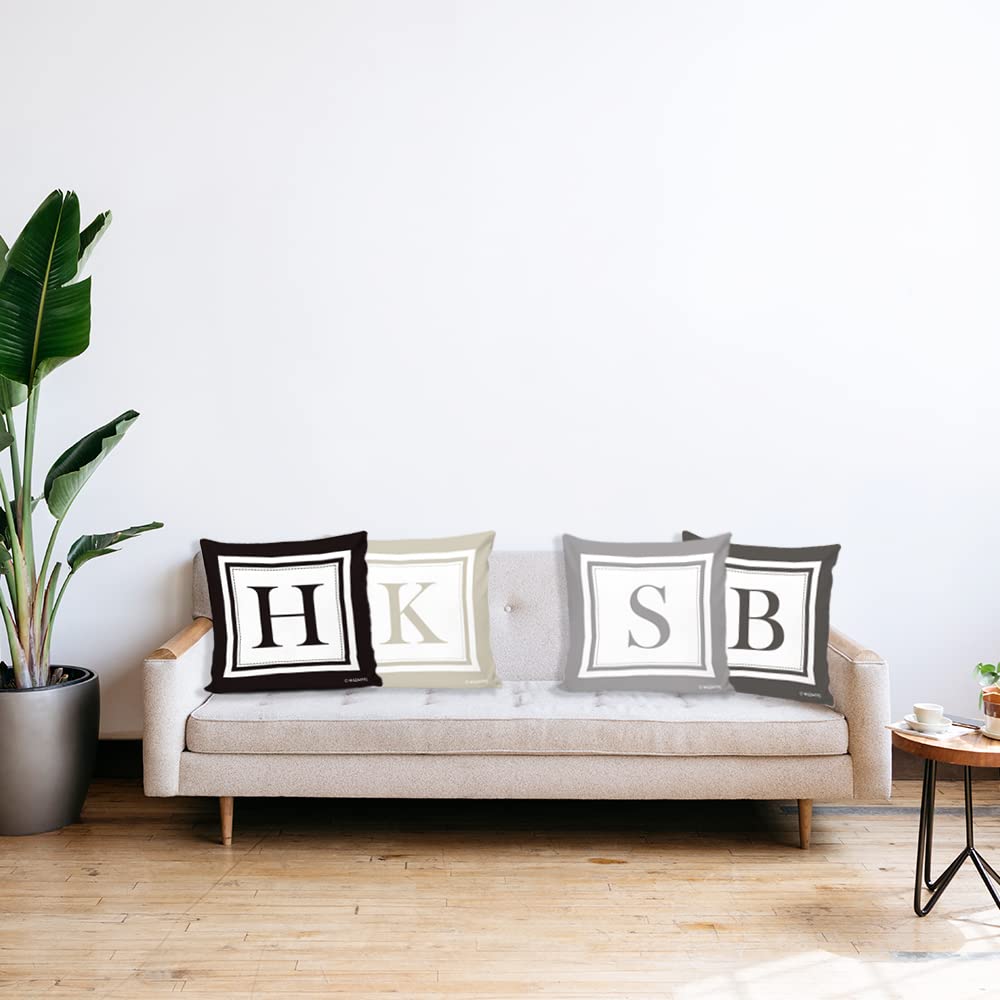 Monogram Letter M Throw Pillow Cover - 16x16 Inch Decorative Alphabet Cushion Cover for Sofa, Bed & Home Decor | Perfect for Living Room, Nursery & Gift Giving