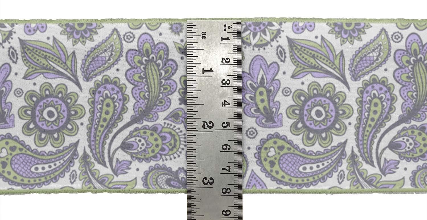 White Leaves & Floral Artistic Printed Velvet Ribbon Trim - 9 Yards x 3 Inches Wide for Sewing, Crafts, DIY Accessories - Perfect for Gift Wrapping, Home Decor, and Fashion Embellishments