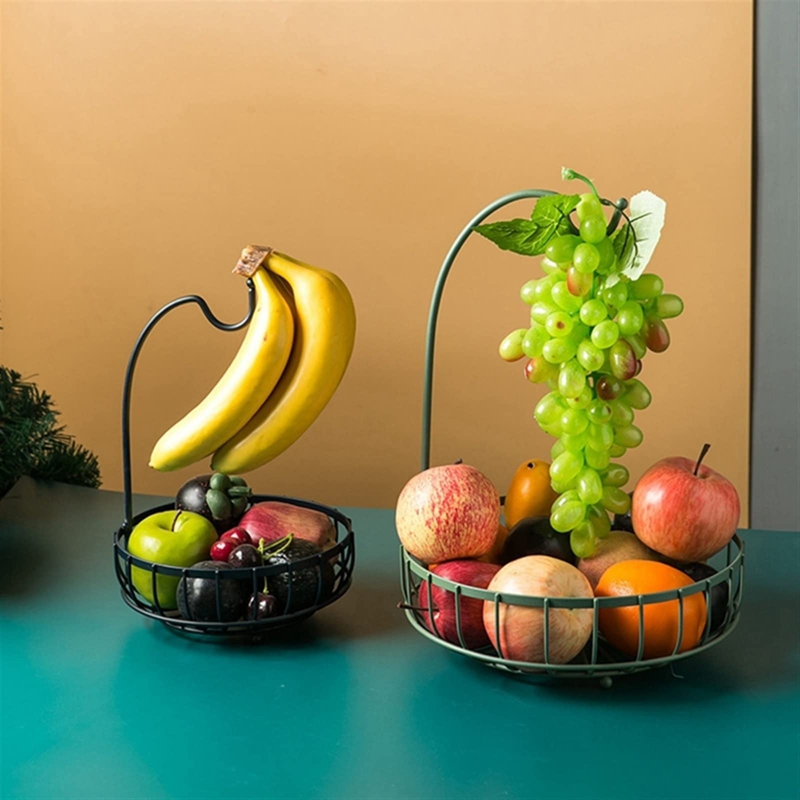 Stainless Steel Fruit Bowl & Vegetable Basket - Banana Hanger with Drain Rack, Kitchen Countertop Storage Stand for Fruits, Snacks, Decor (Medium Size) | Perfect for Kitchen Organization, Dining Table Display & Healthy Snacking