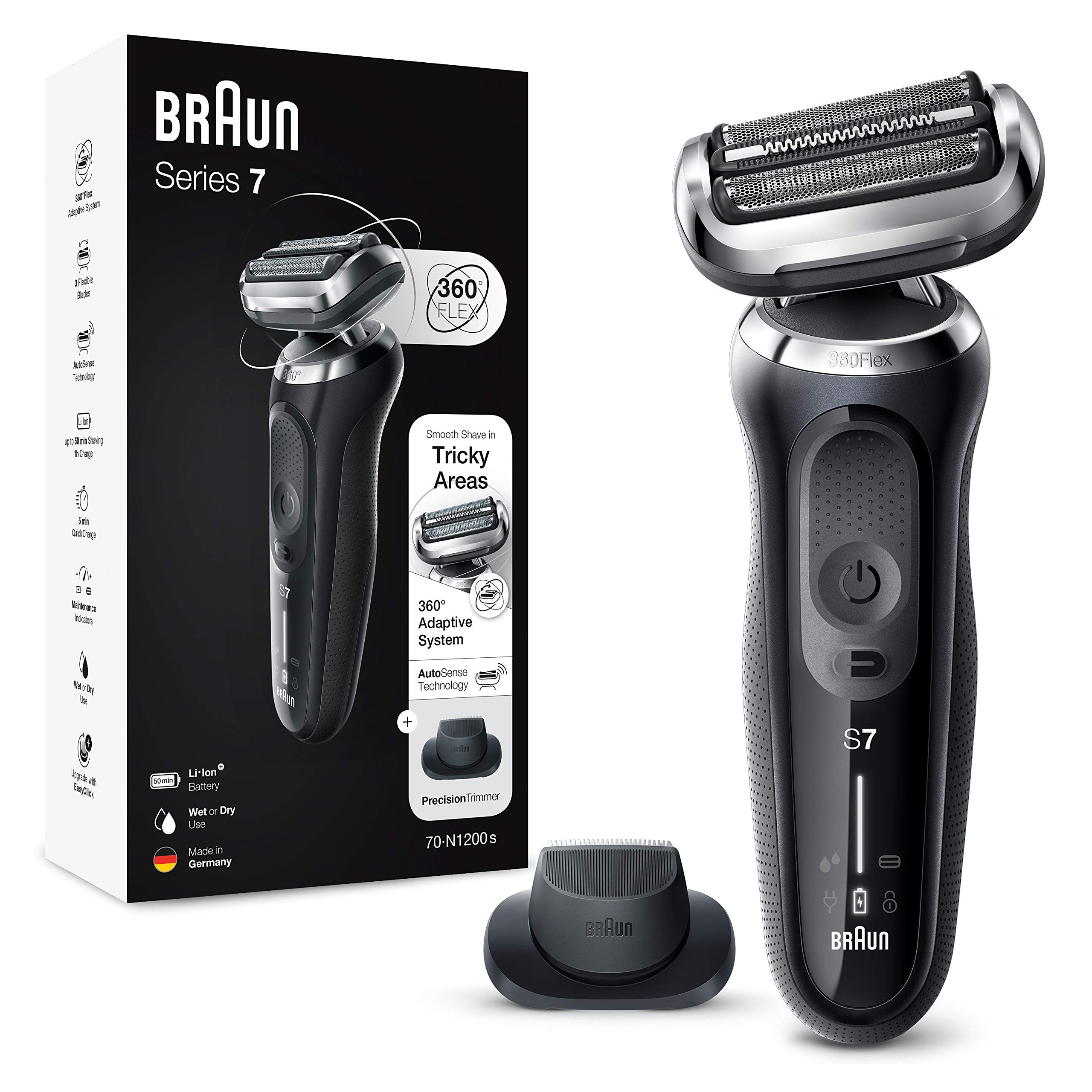 Braun Series 7 Men's Electric Shaver with Precision Trimmer - Cordless Foil Razor & Replacement Head Included - Perfect for Travel, Daily Shaving and Gift Giving