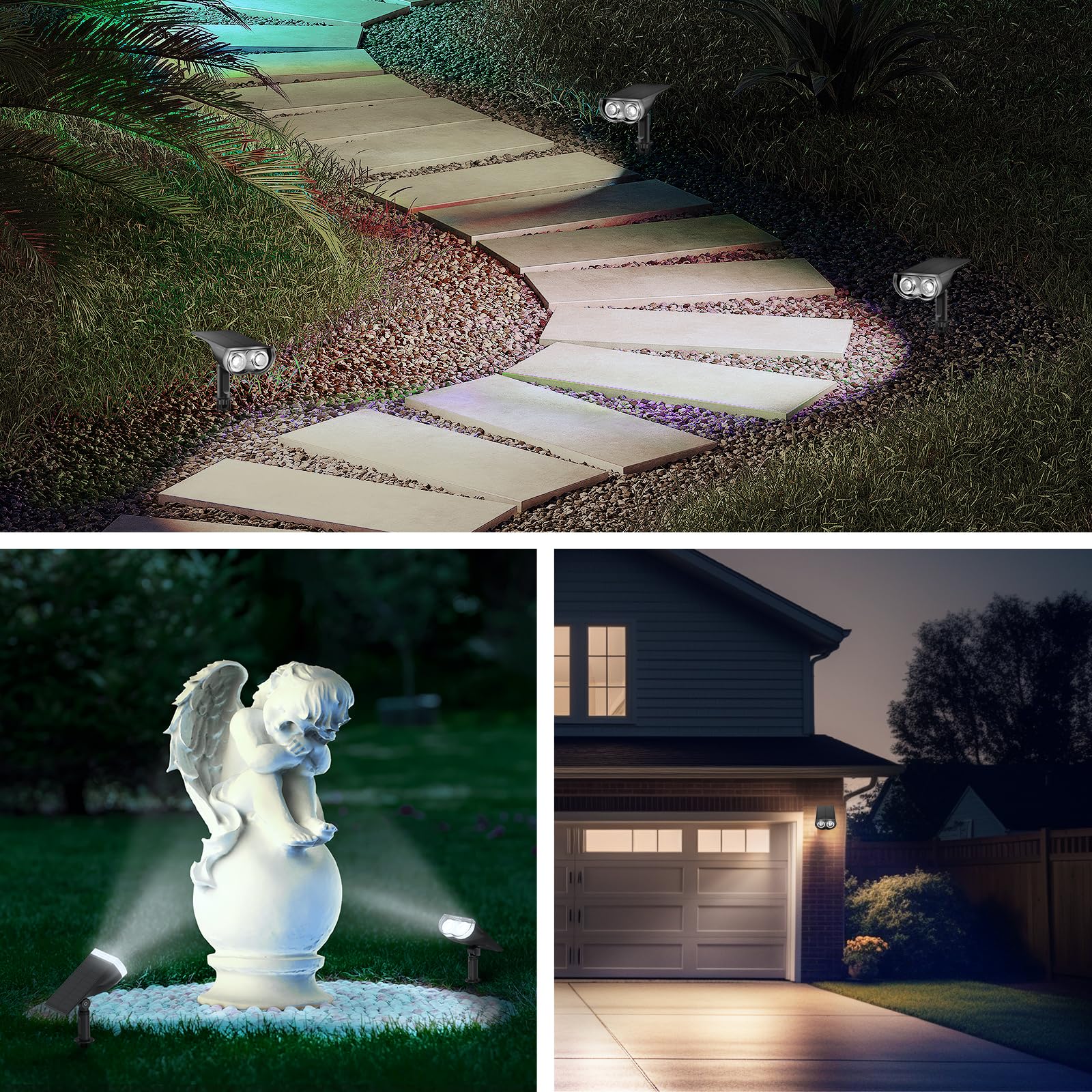 Consciot Solar Spotlights Outdoor - 6 Pack IP67 Waterproof 2-in-1 Solar Garden Lights with Auto On/Off, Durable for Yard, Pathway, Driveway, Porch & Walkway | Perfect for Christmas Decorations, Landscape Lighting & Home Security