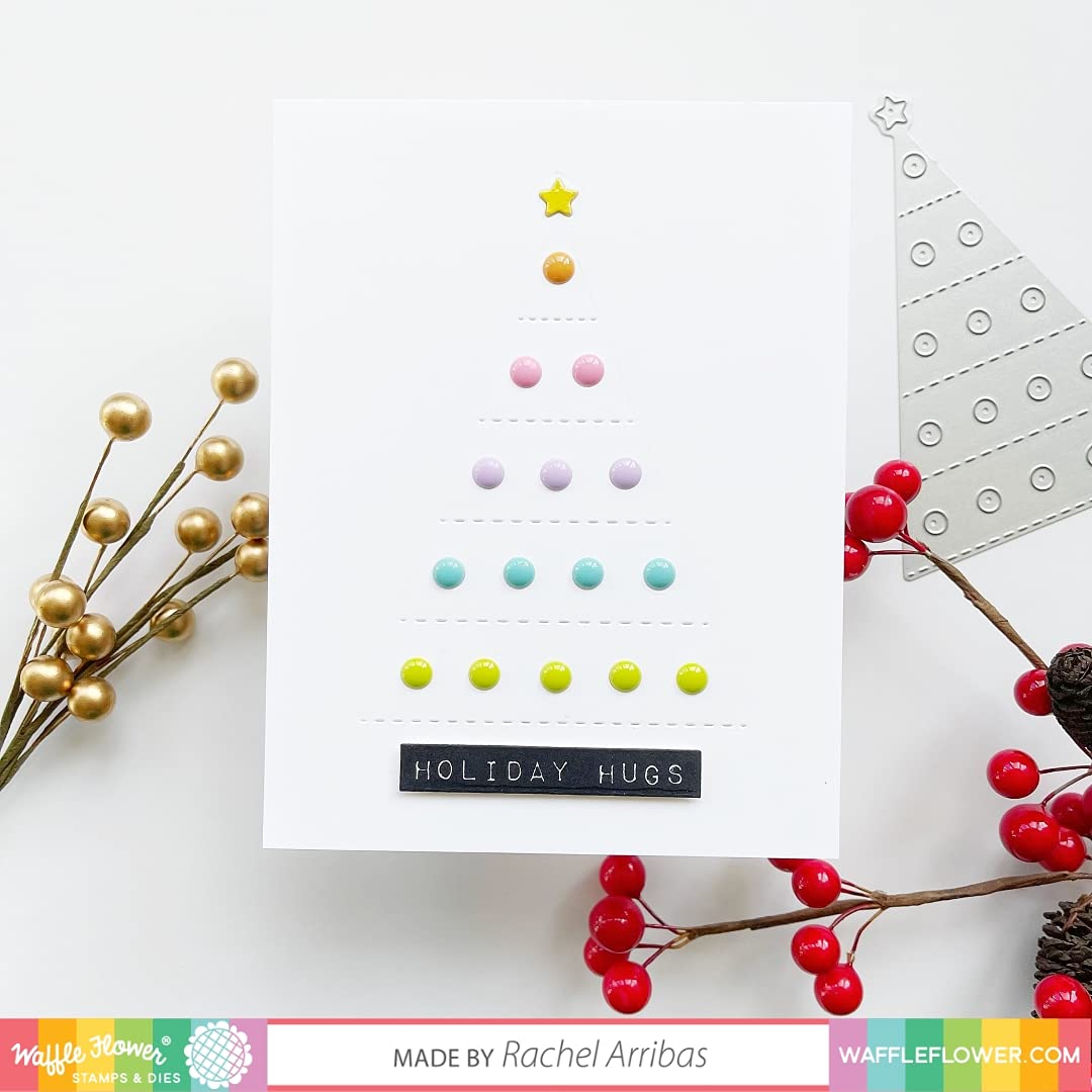 Waffle Flower Dotty Christmas Tree Die - Holiday Scrapbooking & Card Making Craft Supplies for DIY Greeting Cards, Invitations, and Festive Decorations