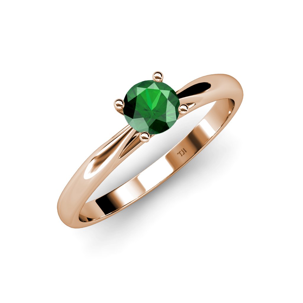 0.75ct Natural Emerald Solitaire Ring in 14K Rose Gold - Elegant Engagement, Wedding & Anniversary Jewelry Gift for Her