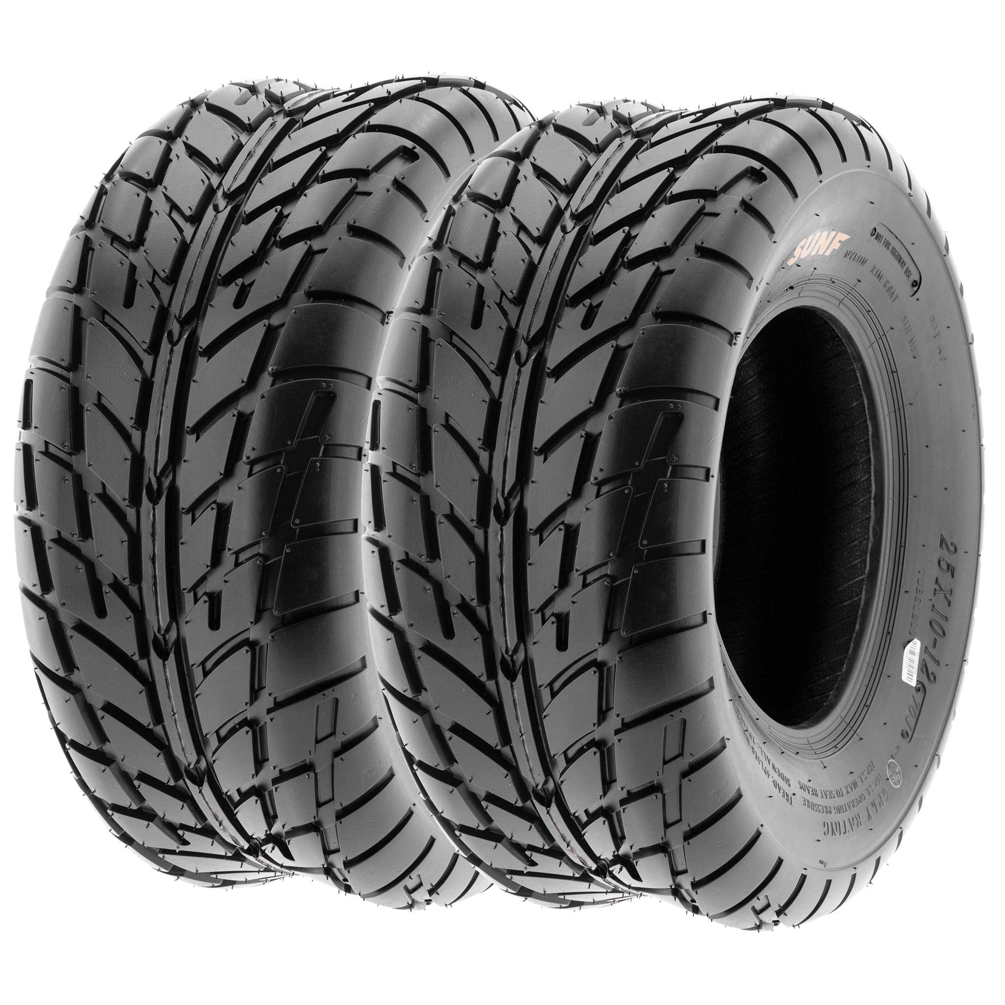 2 Pack SunF A021 TT Sport ATV/UTV Tires 25x11-12 6PR Tubeless - Dirt Track & Flat Track Racing Tires for Off-Road Adventures & Trail Riding