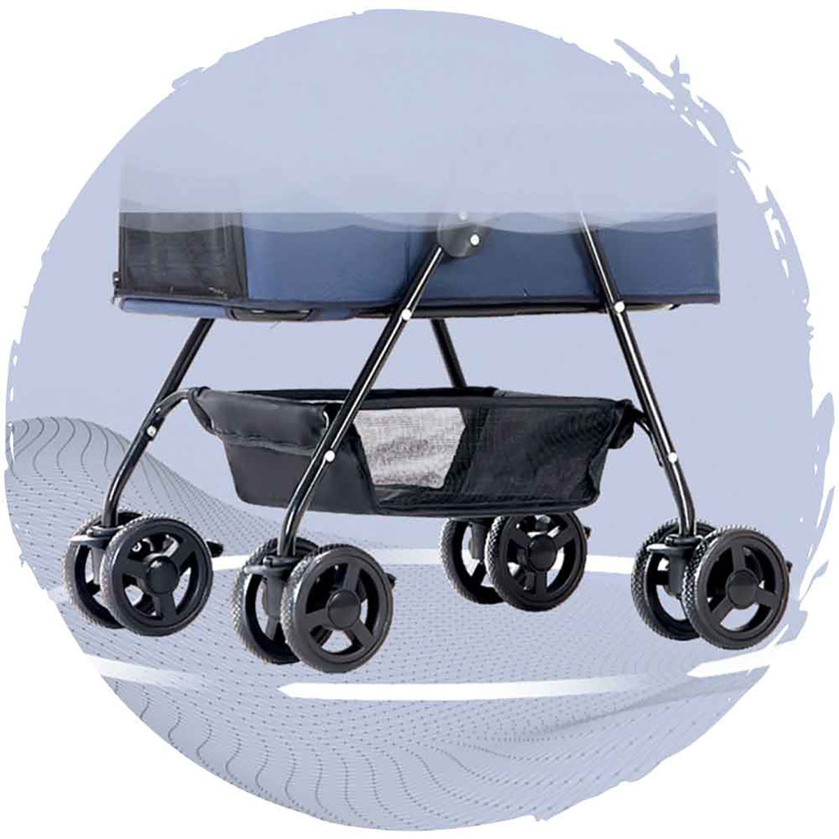 BELLO 4-Wheel Stroller for Dogs - Detachable Basket, 360° Swivel Wheels, Foldable Pet Carrier for Small to Medium Dogs - Perfect for Outdoor Walks, Shopping & Travel