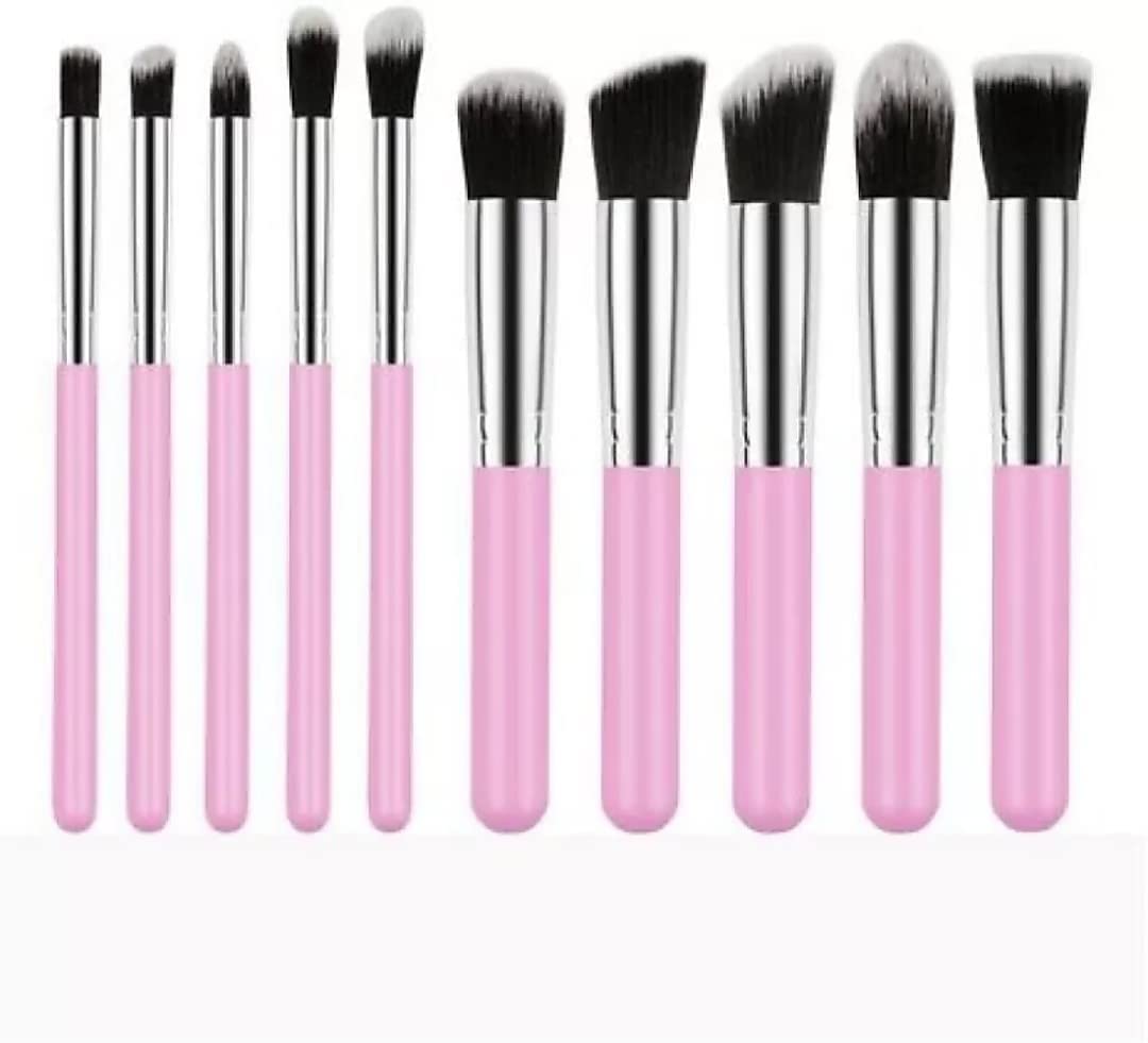 MASTADI Professional 10-Piece Fiber Bristle Makeup Brush Set for Women & Girls - Soft Kabuki, Foundation, Blending, Eyeshadow Brushes - Perfect for Daily Makeup, Contouring & Professional Makeup Artist Kit