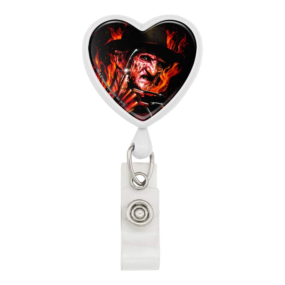 Freddy's Fire Heart Lanyard ID Holder - Horror Movie Badge Reel for Fans & Work