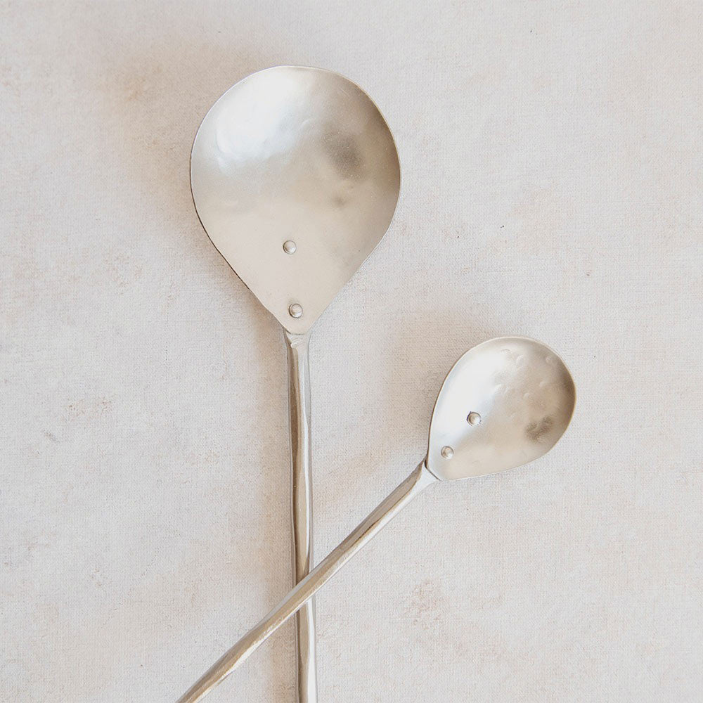 Hand Forged Pewter Spoon Set - 6 Piece Elegant Dining Utensils for Fine Dining, Wedding Gifts & Home Decor