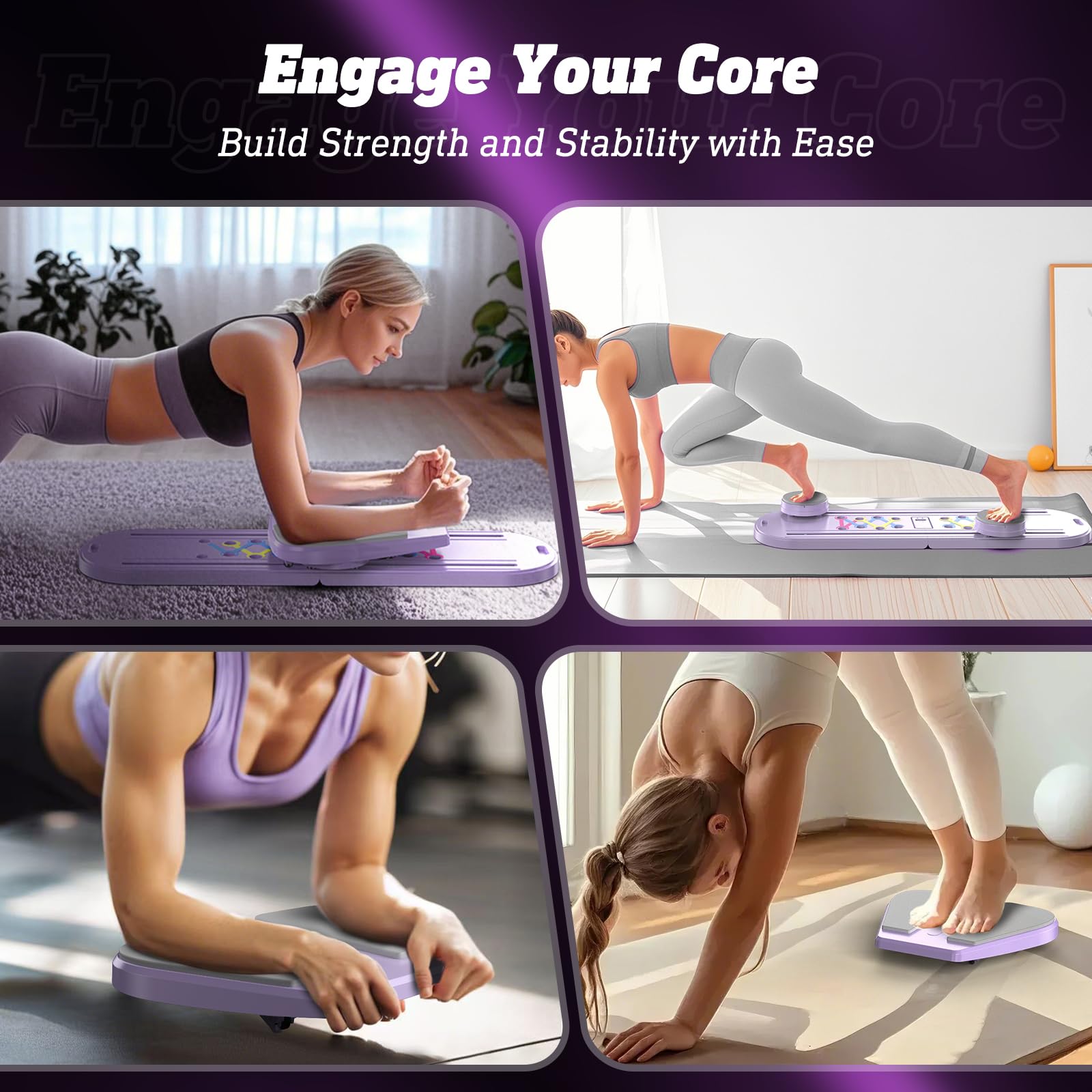 Foldable Pilates Reformer Board Set for Women - Home Workout Equipment, Core & Ab Trainer Machine, Multifunctional Pilates Board for Strength Training | Perfect for Home Gym, Yoga Studio & Fitness Enthusiasts