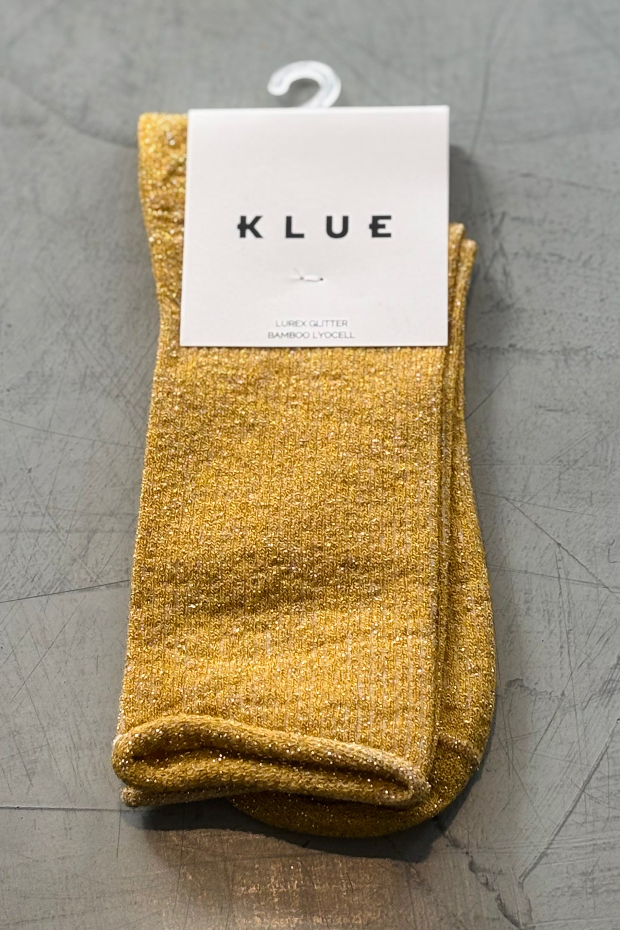 KLUE Glitter Lurex Socks for Women - Mustard Gold Shimmer Party Socks | Perfect for Christmas, New Year, and Holiday Celebrations