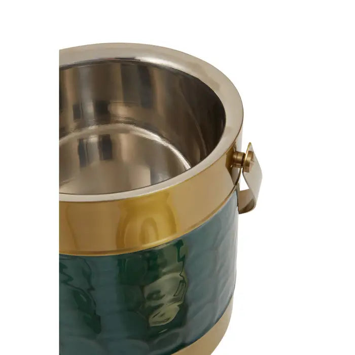 Carolina Green Enamel Ice Bucket - Vintage Style Metal Champagne Wine Cooler for Parties, Weddings & Outdoor Entertaining