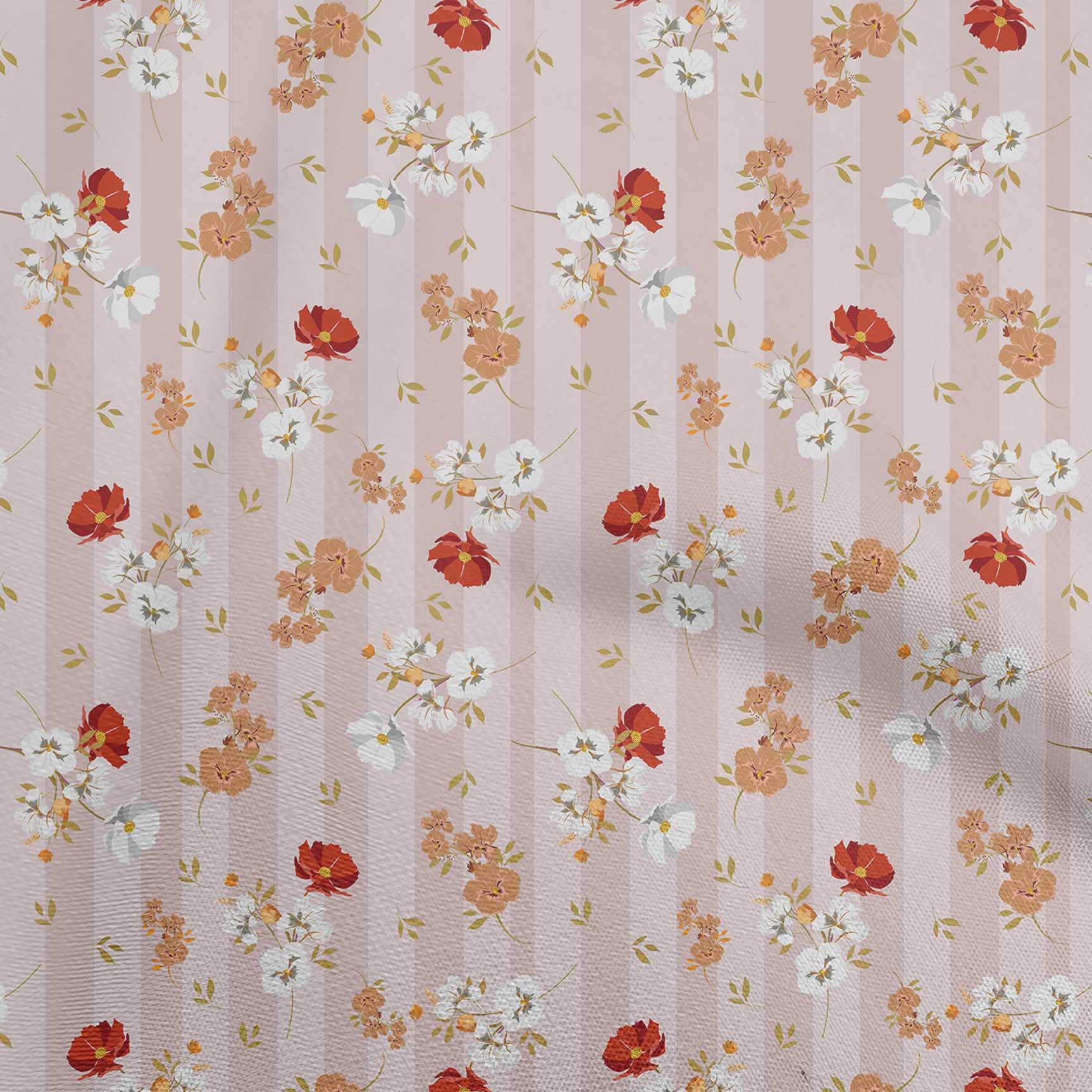 oneOone Viscose Chiffon Fabric - Dusty Pink Floral Printed DIY Sewing Material (42