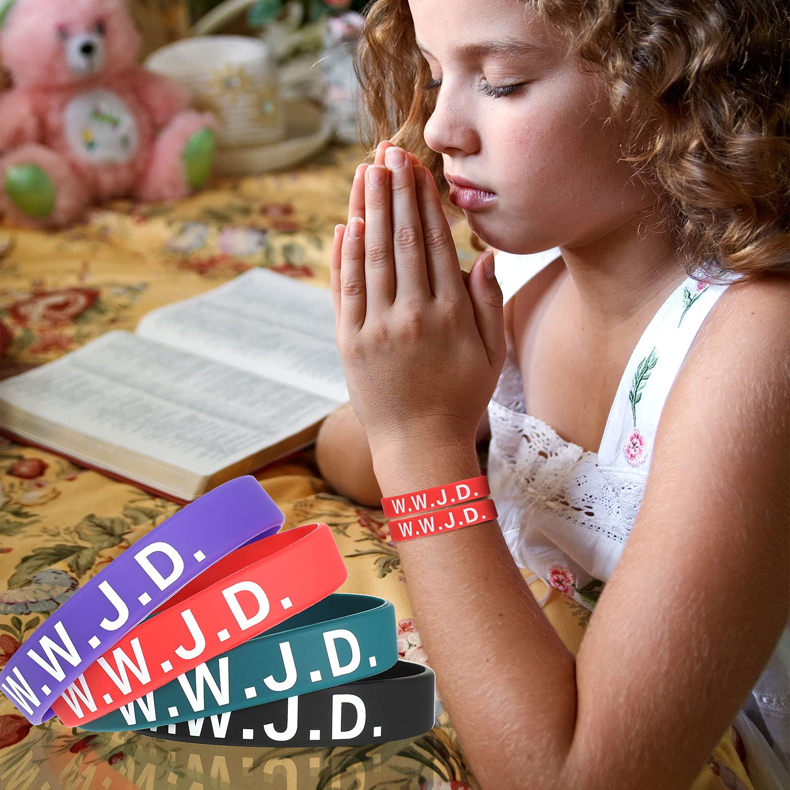 Jadive 20 Pcs WWJD Rubber Bracelets - What Would Jesus Do Silicone Wristbands for Women & Men - Inspirational Christian Motivational Bracelets - Religious Party Favors & Gifts for Church Events, Youth Groups, and Bible Study