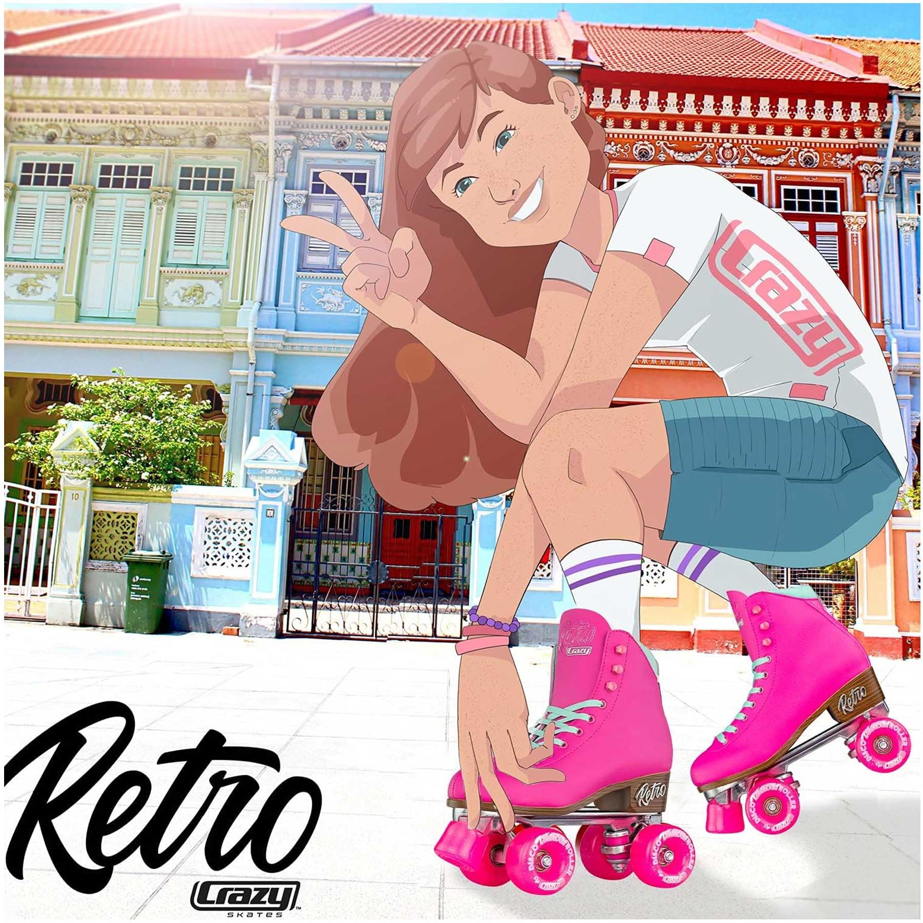 Crazy Skates Retro Roller Skates - Adjustable & Fixed Size Quad Skates for Men, Women & Kids | Classic 80s Style Roller Skates for Indoor & Outdoor Rink, Roller Disco & Fitness