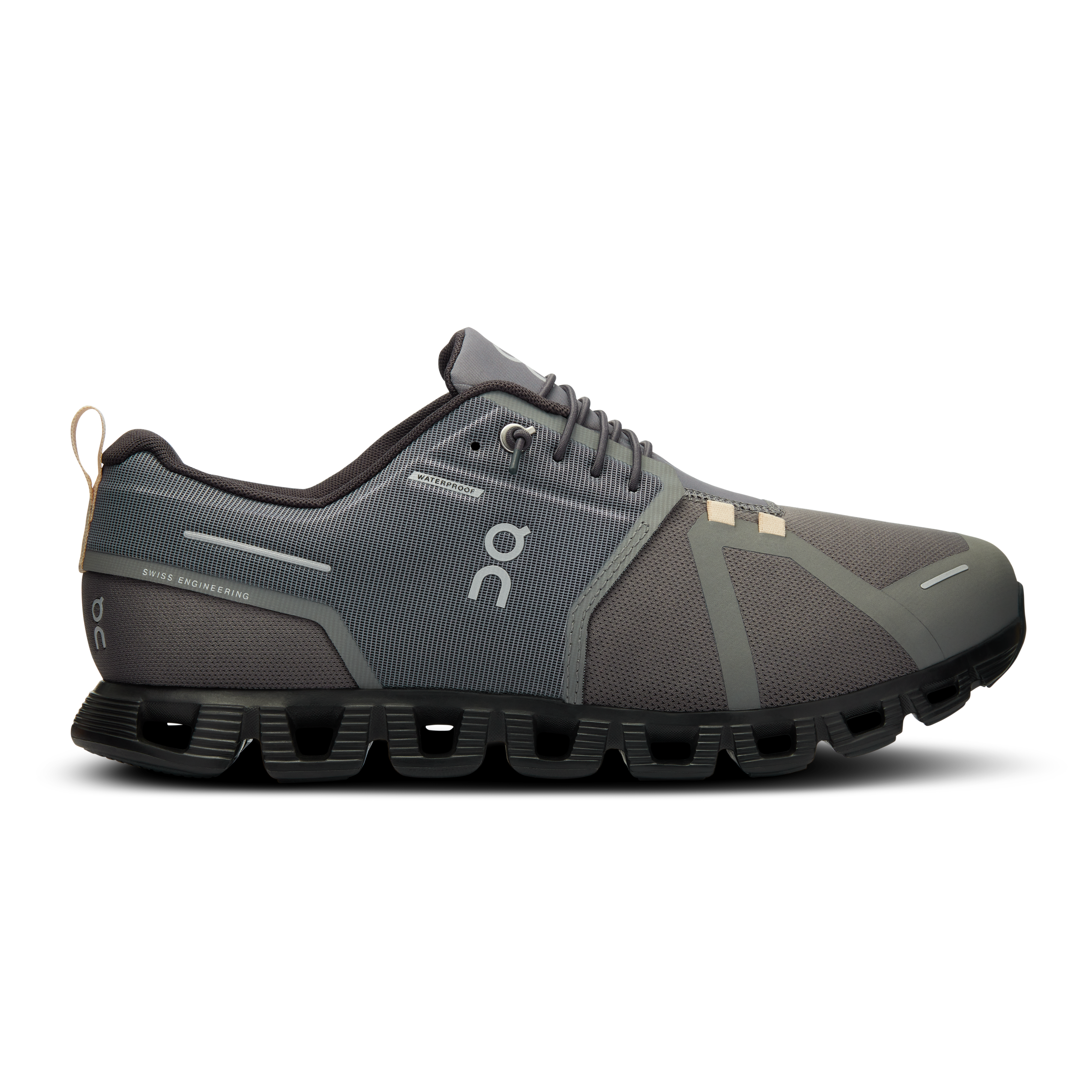 On Running Men's Cloud 5 Waterproof Running Shoes - Lightweight Trail & Road Sneakers for Jogging, Hiking & Outdoor Activities (Asphalt/Magnet)