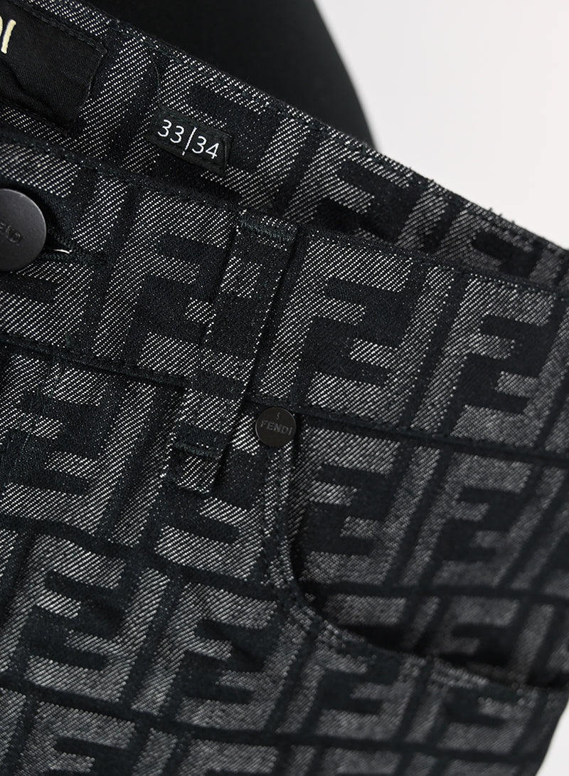Fendi Zucca Gray and Black Jeans Size 46 - Stylish Designer Denim for Men | Perfect for Casual Outings and Nightlife