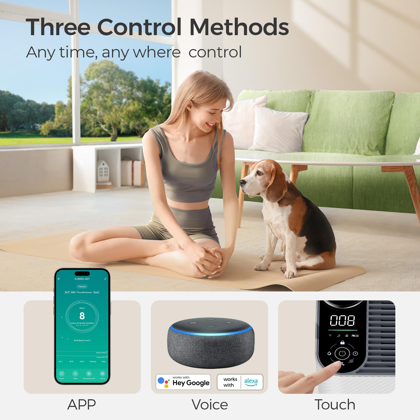 HEPA Air Purifier for Large Rooms up to 1732 Sq Ft - Smart WiFi Enabled with Humidifier, Air Quality Monitor & Quiet Sleep Mode - Removes Pet Odors, Dust, Smoke - Perfect for Bedrooms, Living Rooms & Home Offices (White)