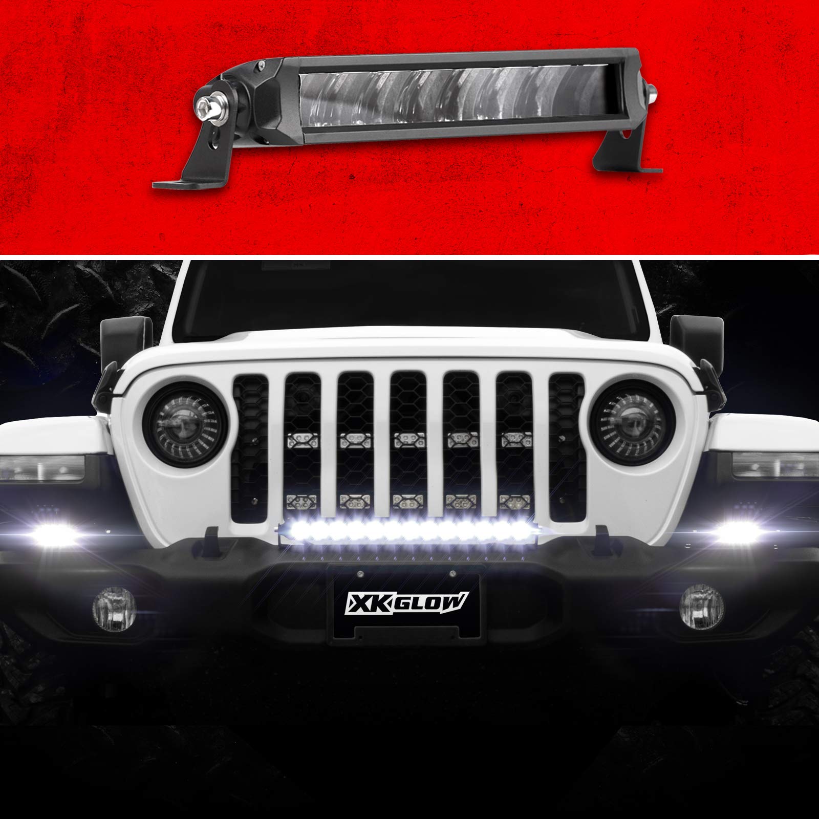 XKGLOW 10 Inch 2nd Generation LED Light Bar - High Beam Off Road Driving Lights for Trucks, Jeeps & SUVs - Waterproof & Durable for Night Driving, Camping & Outdoor Adventures