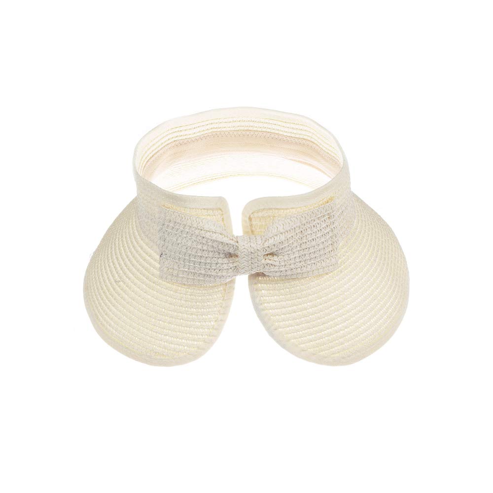 Kids Summer Sun Visor Hat - Wide Brim Straw Beach Hat for Girls & Teens with Bow - Perfect for Outdoor Activities, Vacations, and UV Protection
