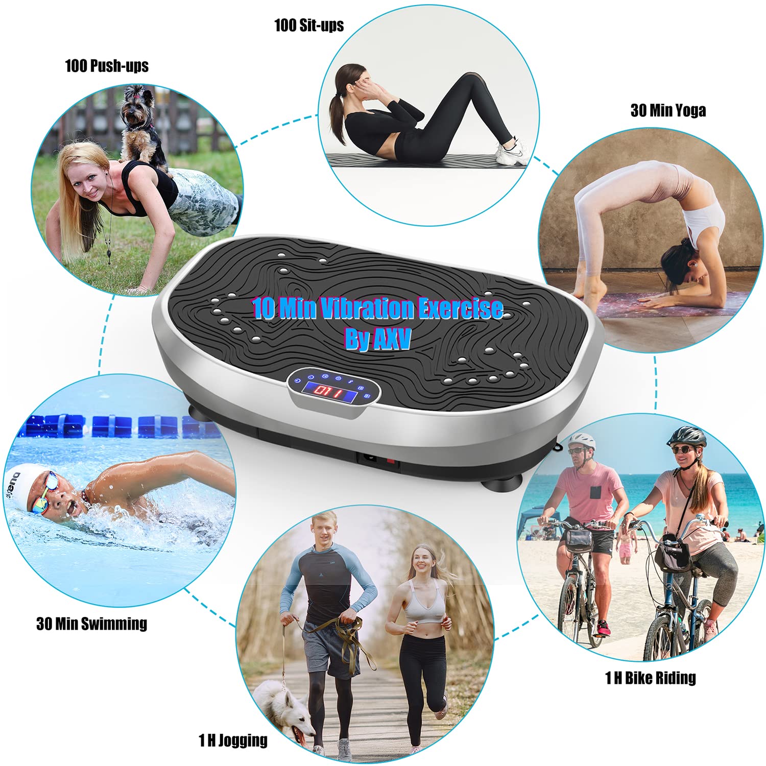AXV Vibration Plate Exercise Machine - Whole Body Workout Platform for Weight Loss, Toning & Fitness - Power Vibration Technology - Perfect for Home Gyms, Wellness & Body Shaping - Ideal for Post-Workout Recovery, Senior Fitness & Low-Impact Exercise