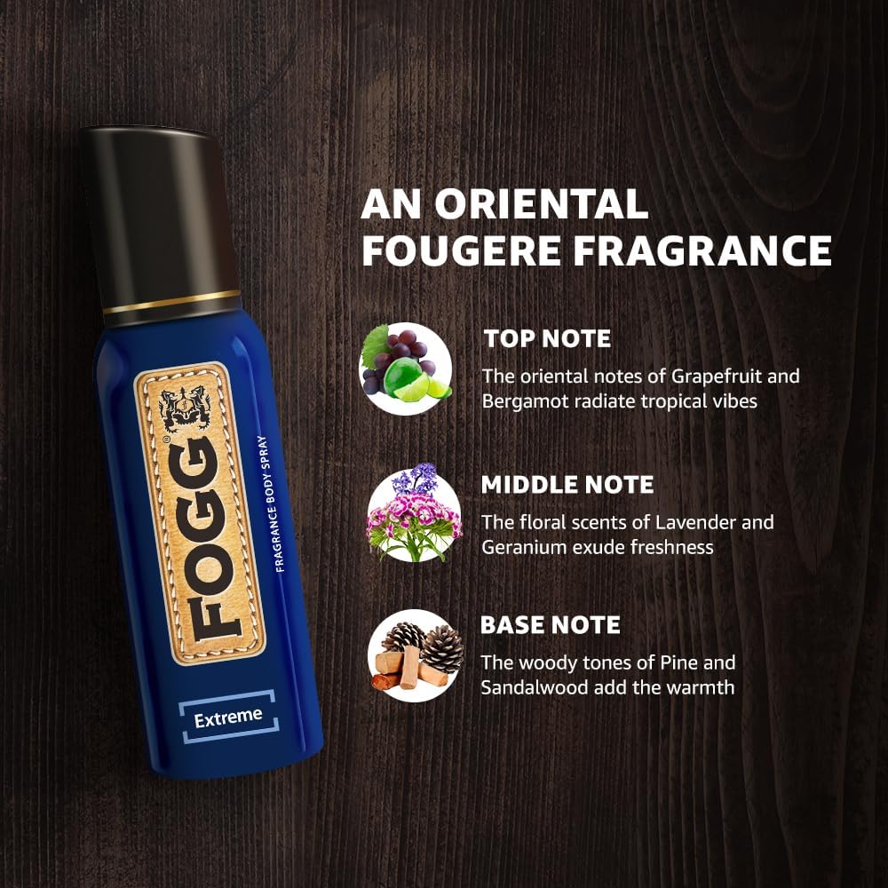 Foggs Fantastic Extreme No Gas Deodorant for Men - Long Lasting Body Spray & Perfume (150ml) - Fresh All Day for Work, Gym & Outdoor Activities