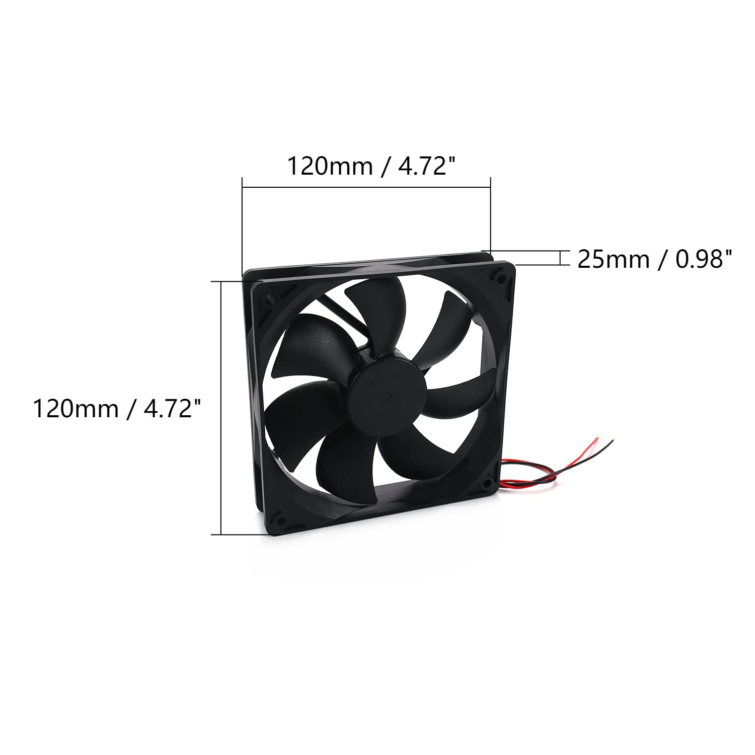 Aicosineg 12V Sleeve Bearing Cooling Fan - 3.6W 120x120x25mm PC Case Fan, Long Life Computer Cooling Fan for CPU Radiator & PC Case (3 Pack) - Perfect for Gaming PCs, Workstations, and Home Office Computer Cooling Systems