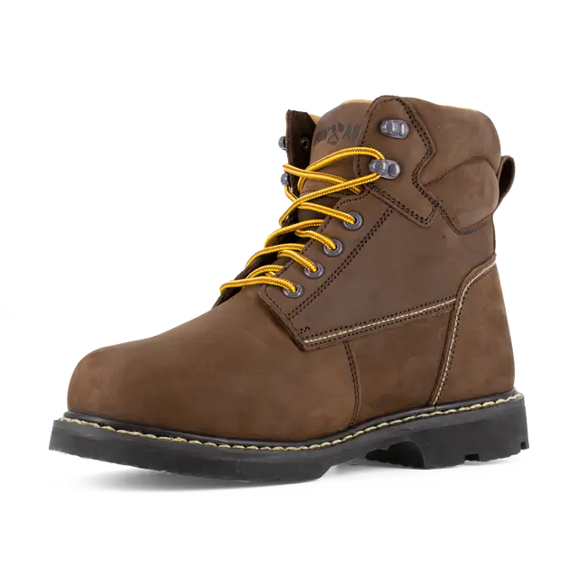 Groundbreaker Steel Toe Metguard 6 Inch Work Boots for Men - Brown Safety Shoes for Construction, Warehouse & Industrial Work - OSHA Compliant Protective Footwear