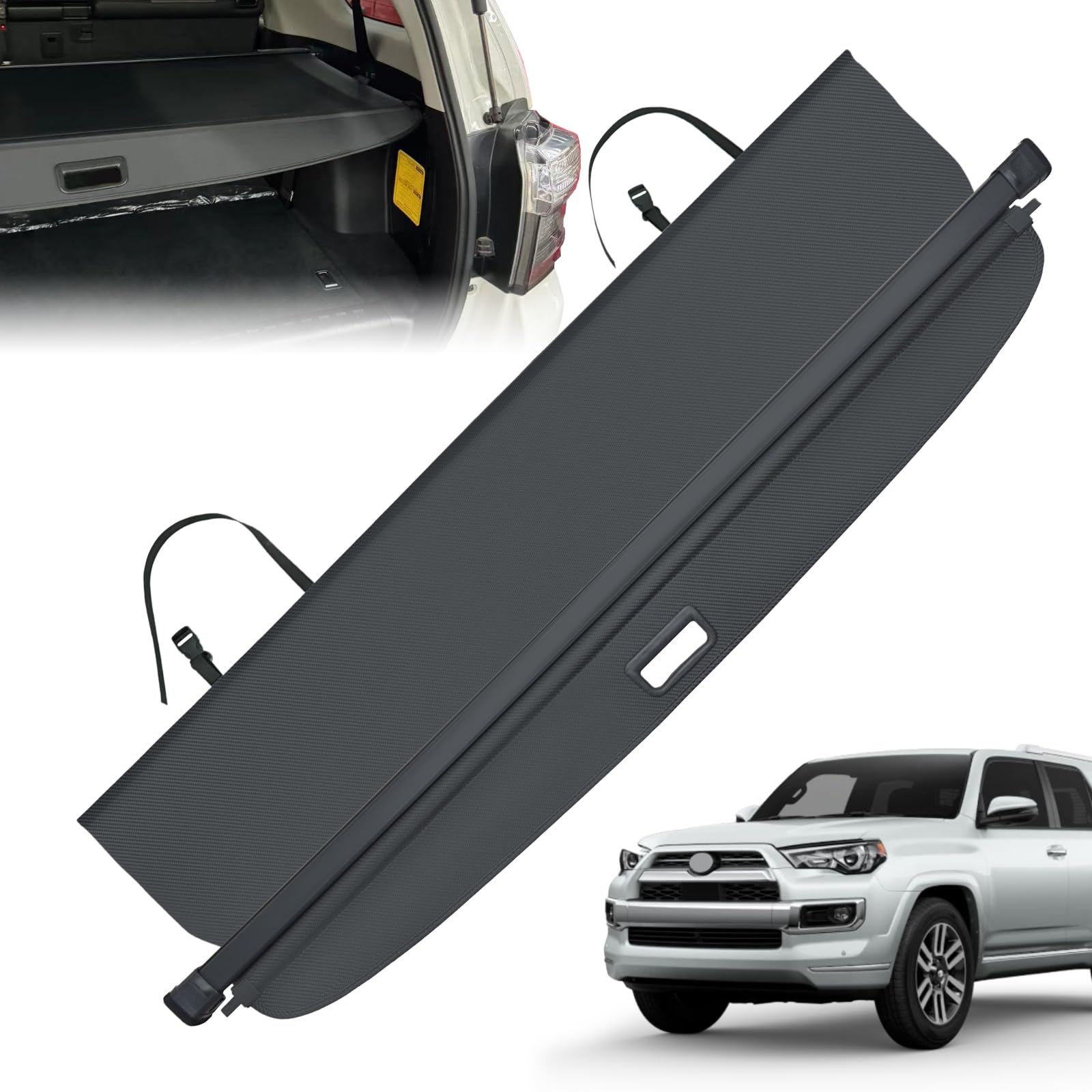 2024-2010 Toyota 4Runner Trunk Cargo Cover - Retractable Privacy Screen with Carbon Fiber Texture, Anti-Peeping Security Shade Car Accessory | Perfect for Road Trips, Camping & Grocery Hauling